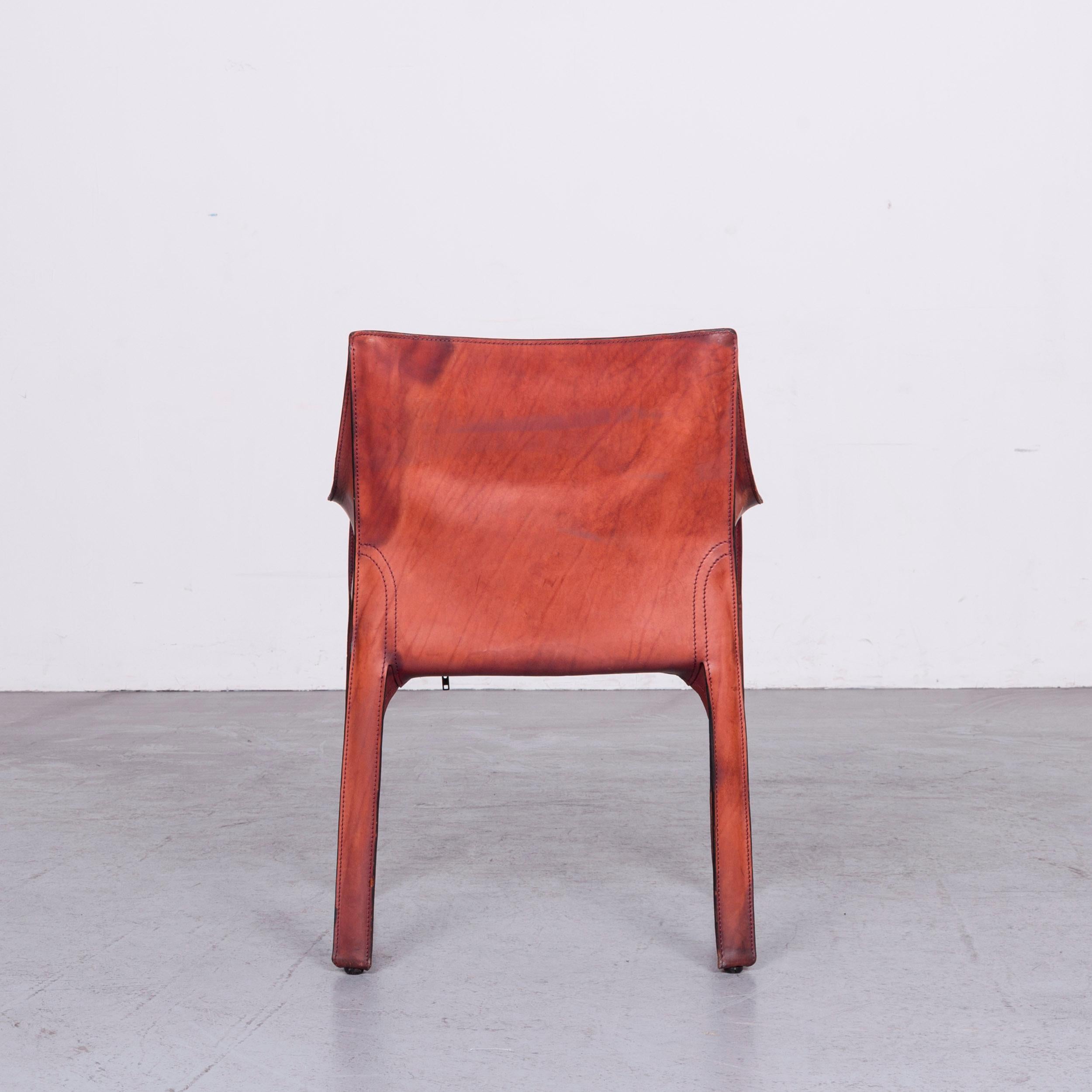 Cassina Cab 413 Vintage Leather Armchair Red by Mario Belinni 1970-1979 4