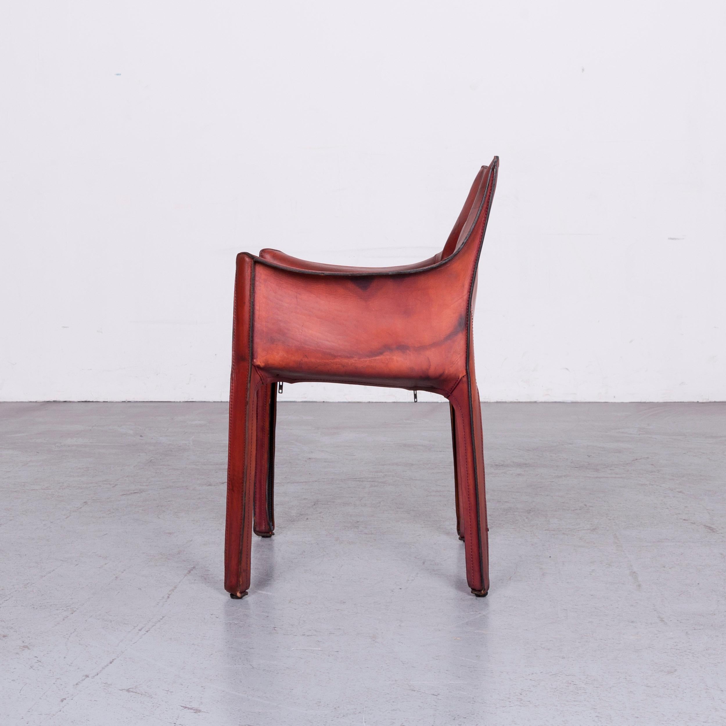 Cassina Cab 413 Vintage Leather Armchair Red by Mario Belinni 1970-1979 5