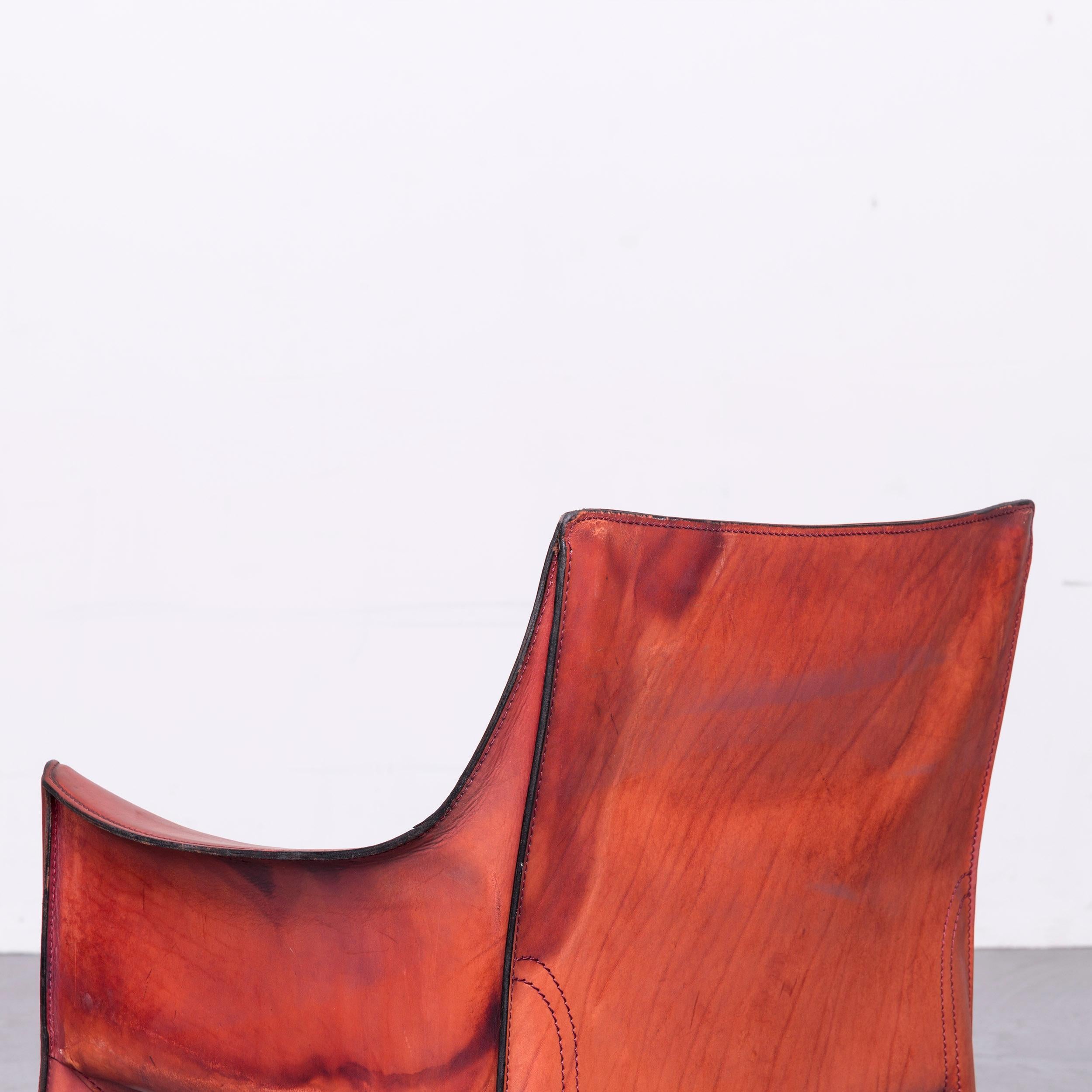 Cassina Cab 413 Vintage Leather Armchair Red by Mario Belinni 1970-1979 1