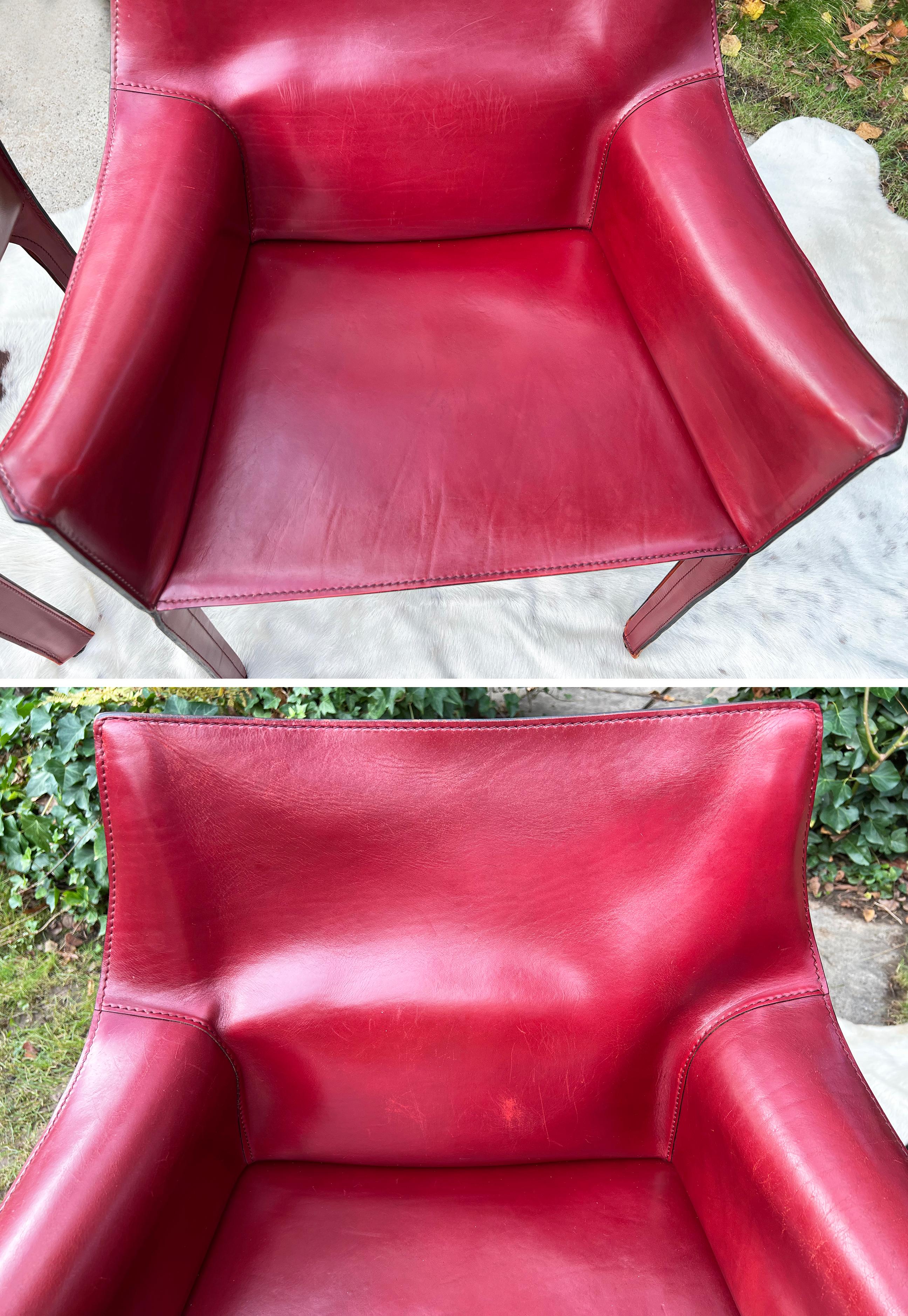 Post-Modern Cassina Cab 414 Armchairs PAIR by Mario Bellini in Gorgeous Oxblood Red Leather For Sale