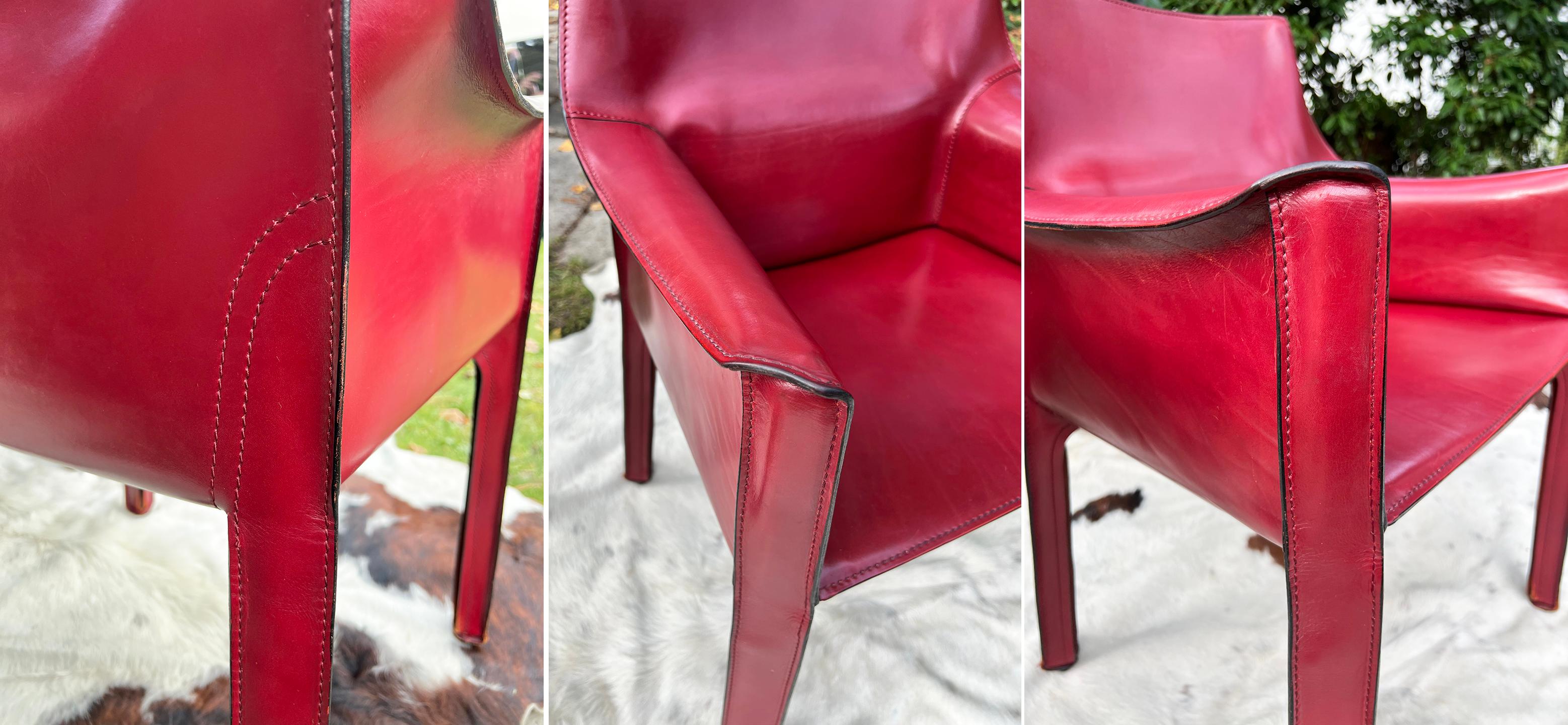 Italian Cassina Cab 414 Armchairs PAIR by Mario Bellini in Gorgeous Oxblood Red Leather For Sale