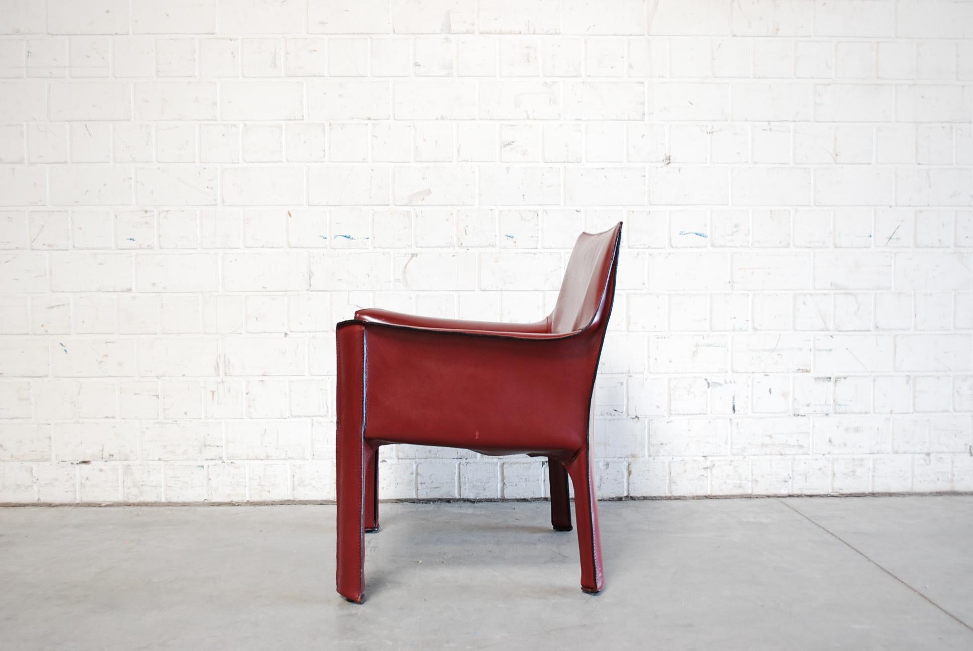 Cassina Cab 414 Leather Lounge Chair Armchair Bordeaux 5