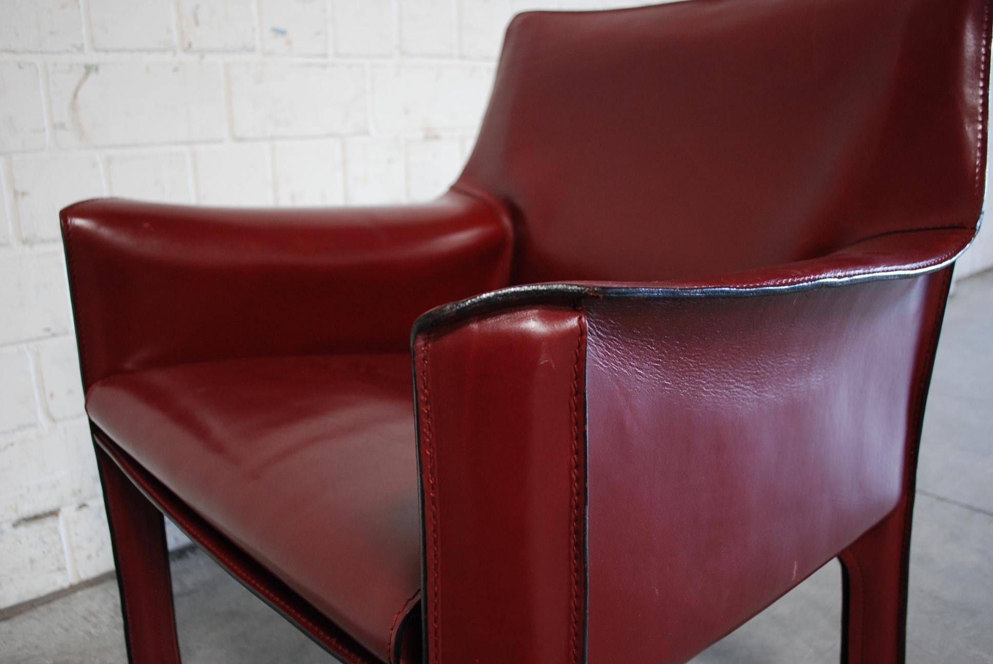 Cassina Cab 414 Leather Lounge Chair Armchair Bordeaux Set of 2 7