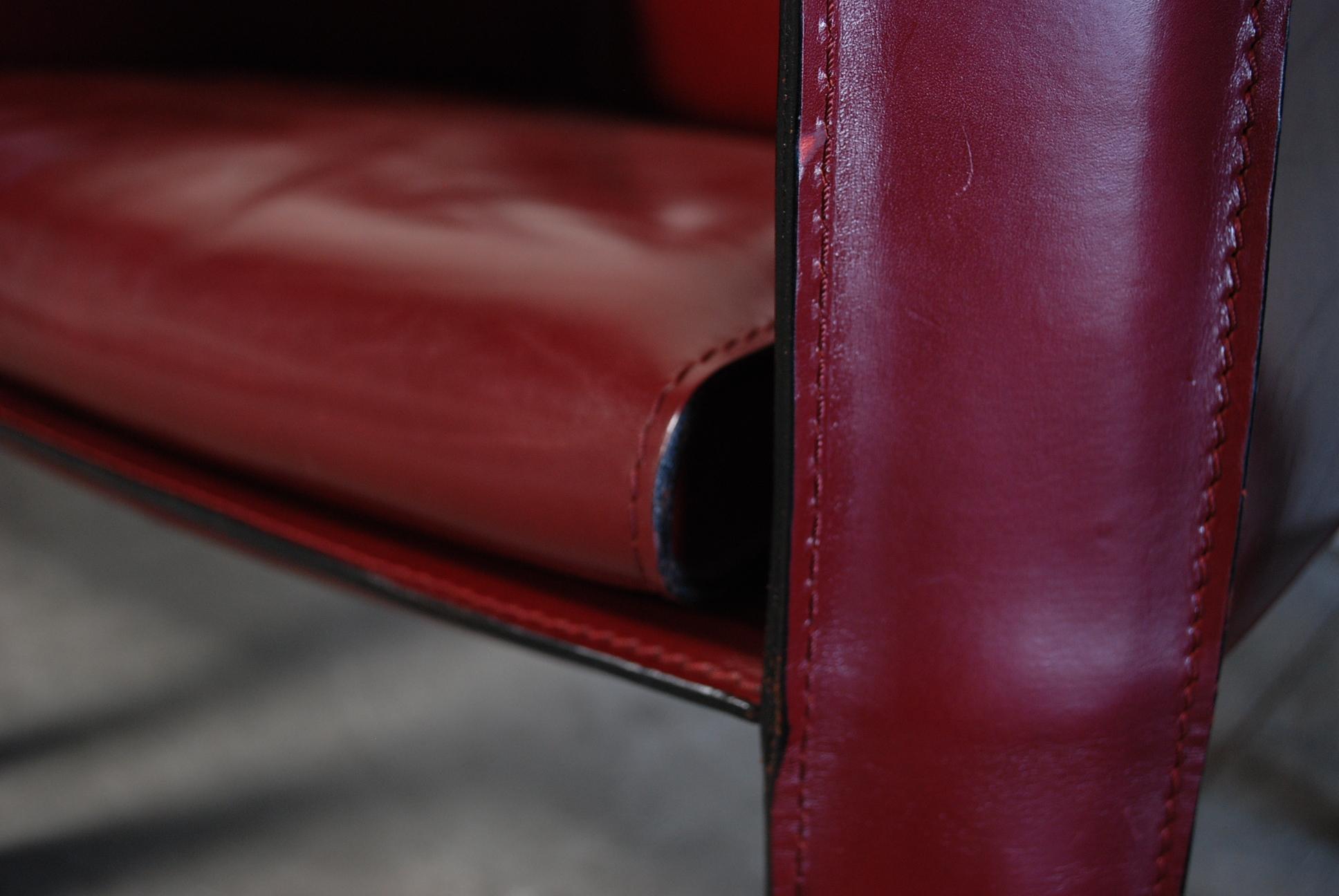 Cassina Cab 414 Leather Lounge Chair Armchair Bordeaux Set of 2 9