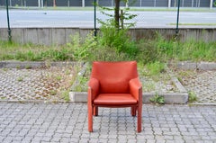 Cassina Cab 414 Leather Lounge Chair Armchair China Red / Ox Red