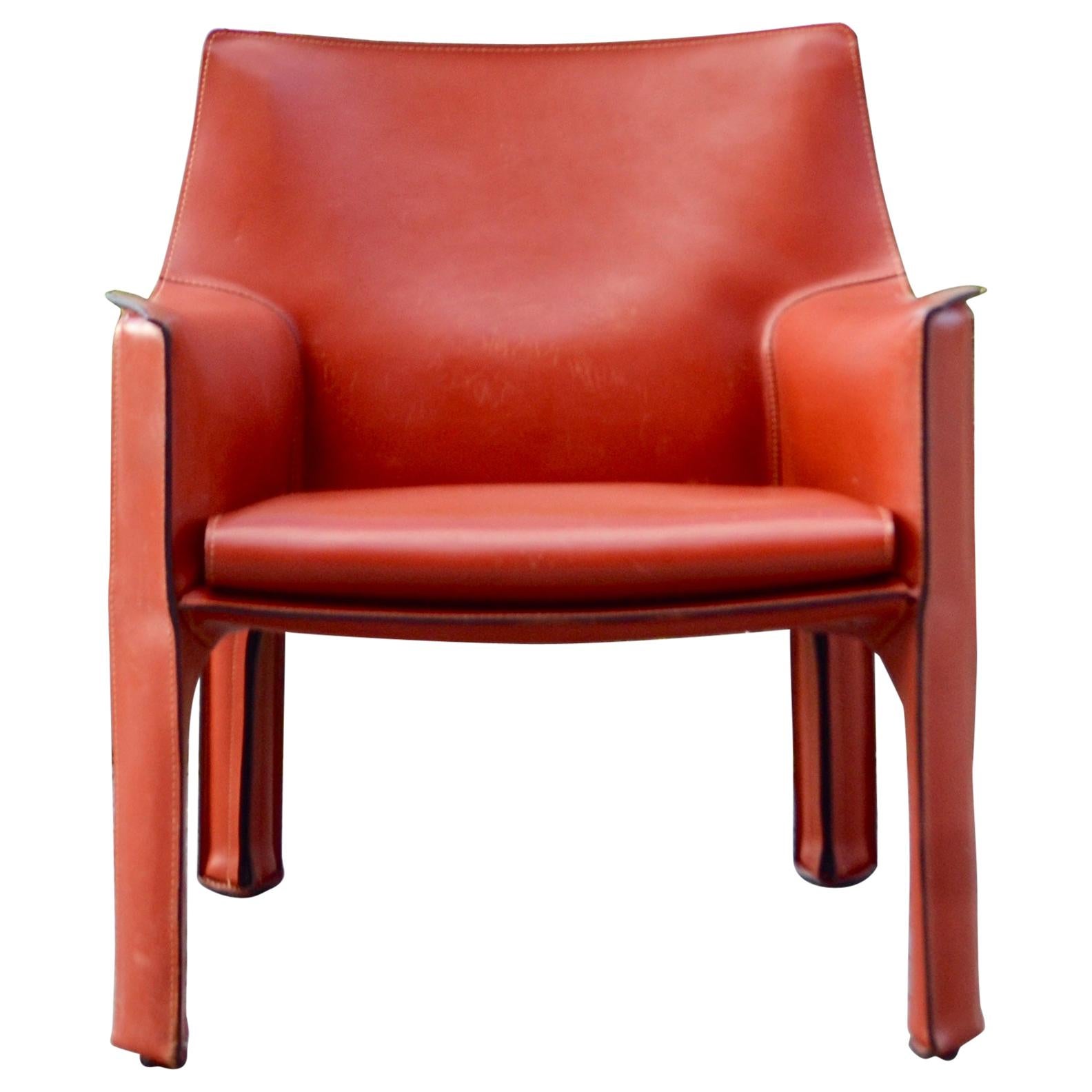 Cassina Cab 414 Leather Lounge Chair Armchair China Red / Ox Red