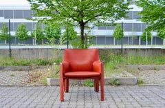 Cassina Cab 414 Leather Lounge Chair Armchair China Red / Ox Red Set of 3