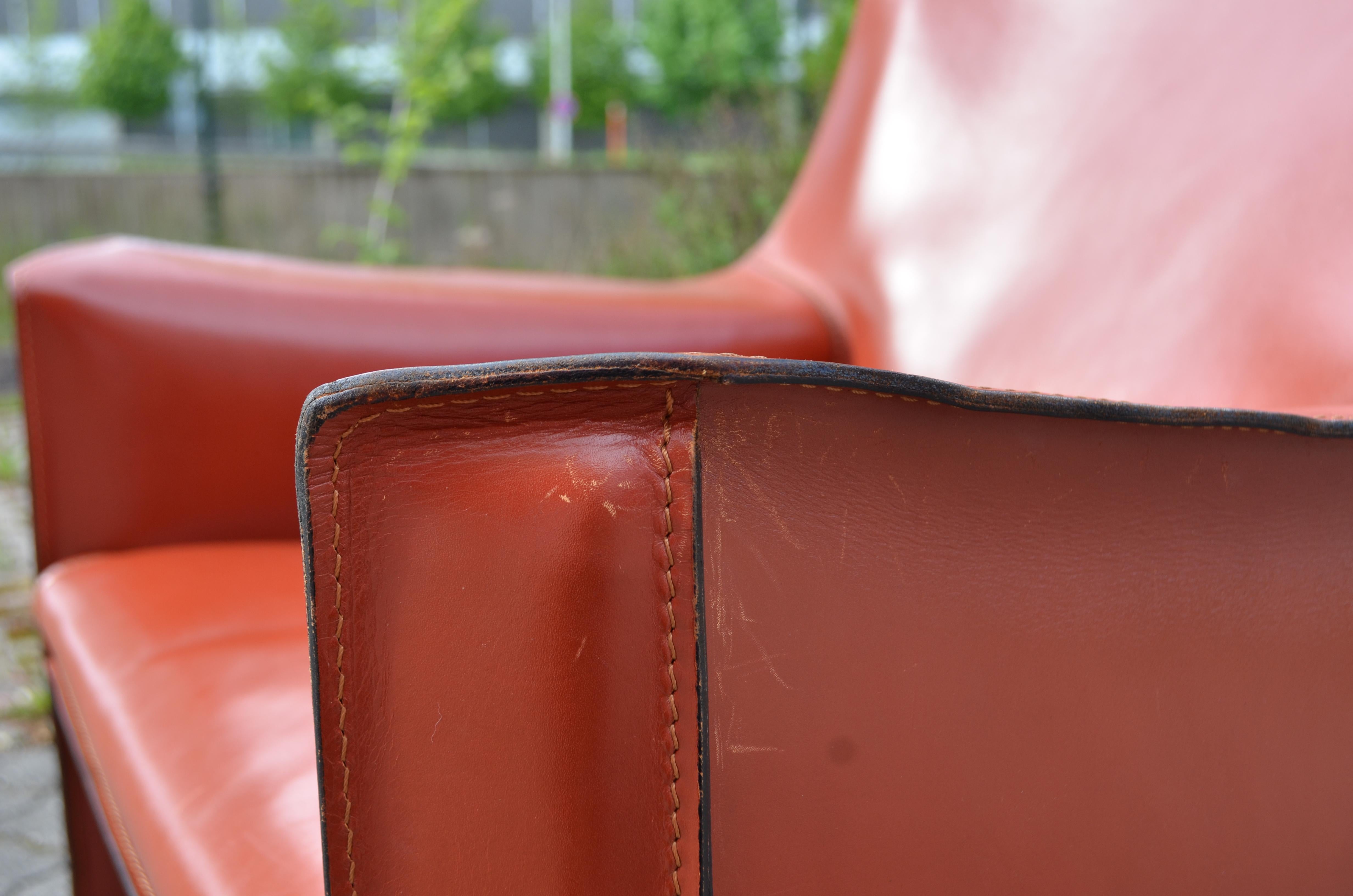 Cassina Cab 414 fauteuil de salon en cuir rouge Chine / rouge ox rouge lot de 4 en vente 9