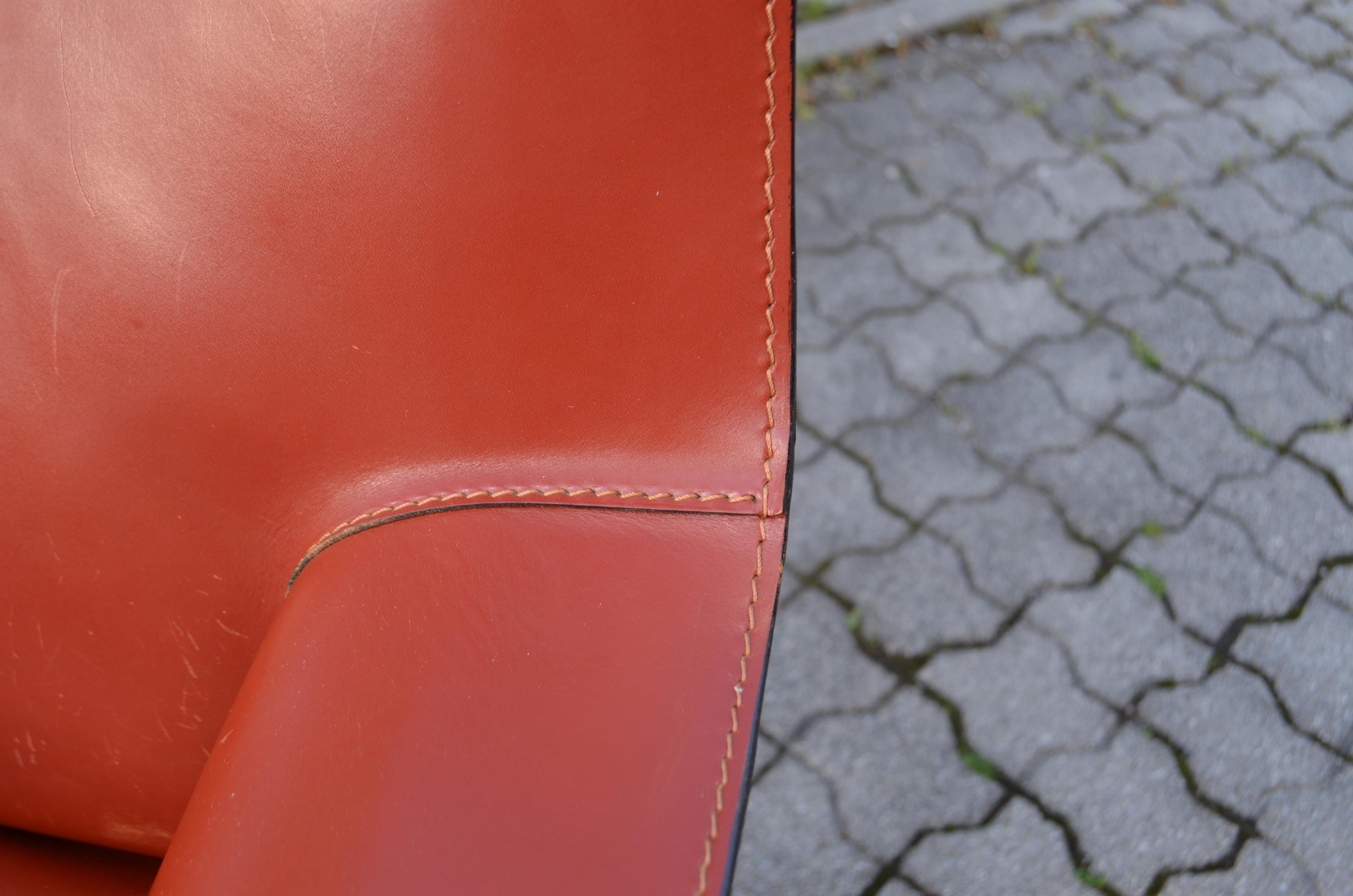 Cassina Cab 414 fauteuil de salon en cuir rouge Chine / rouge ox rouge lot de 4 en vente 10