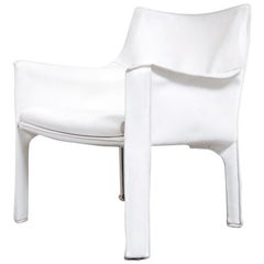 Cassina Cab 414 Leather Lounge Chair Armchair White