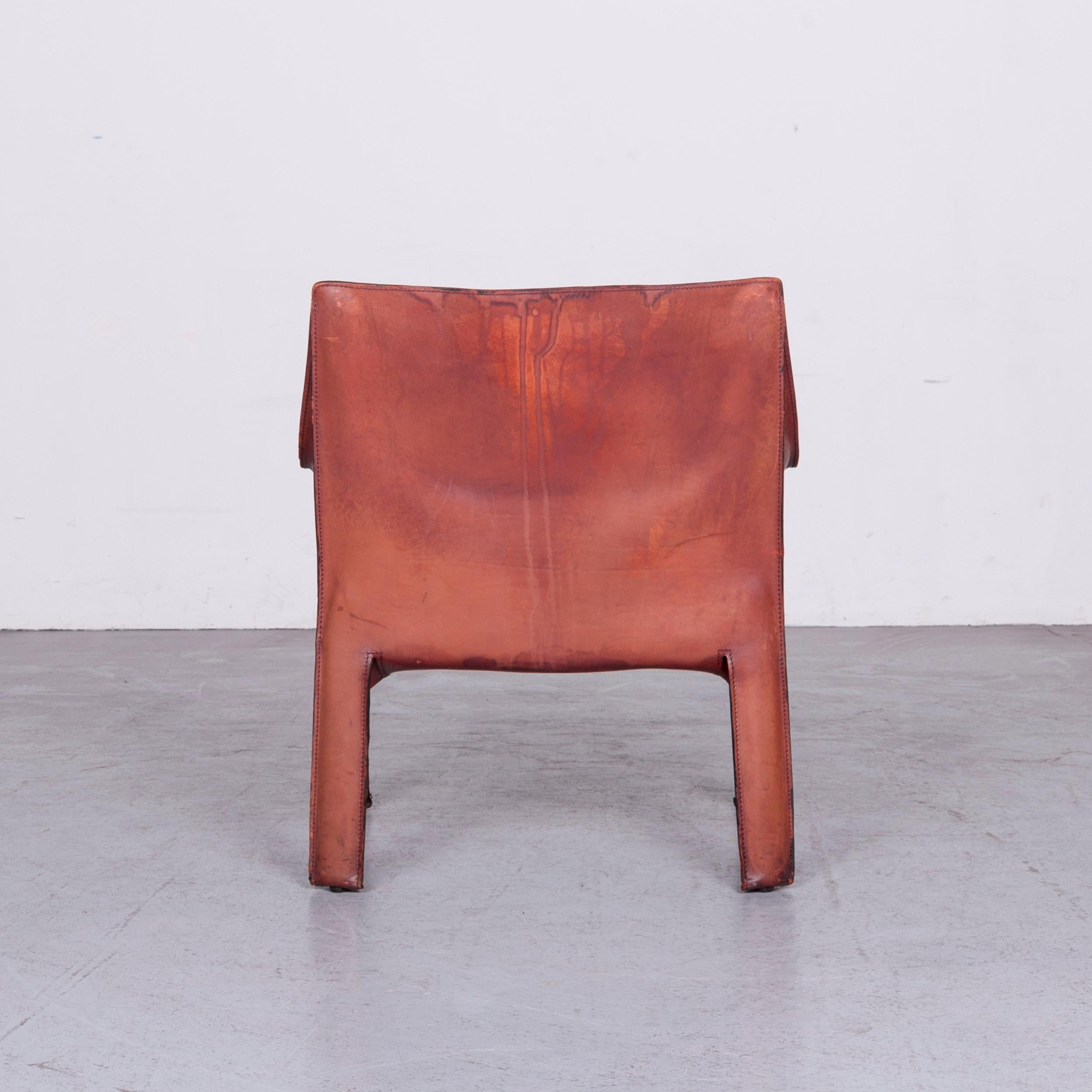 Cassina Cab 414 Vintage Leather Armchair Red by Mario Belinni 1970-1979 4
