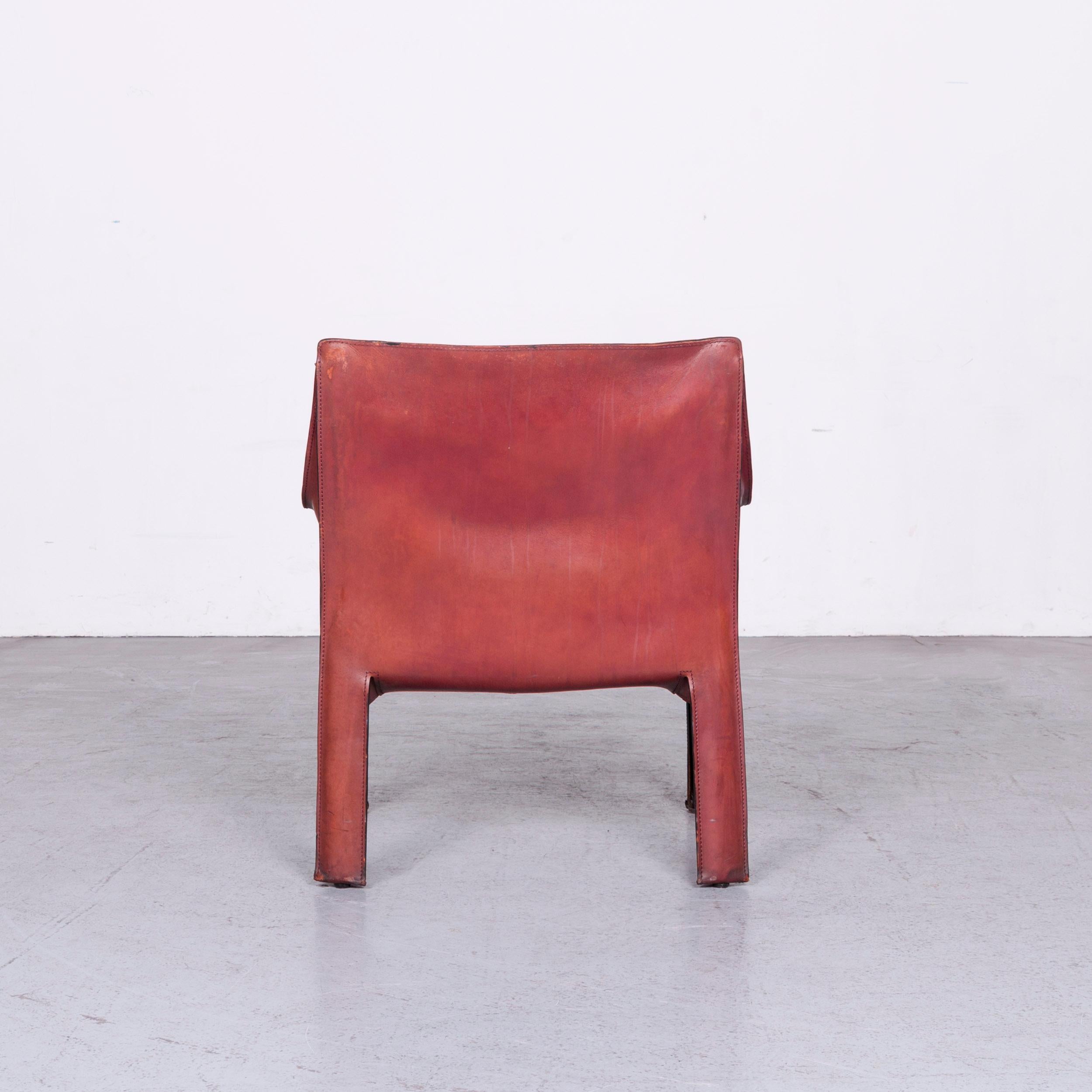 Cassina Cab 414 Vintage Leather Armchair Red by Mario Belinni 1970-1979 3