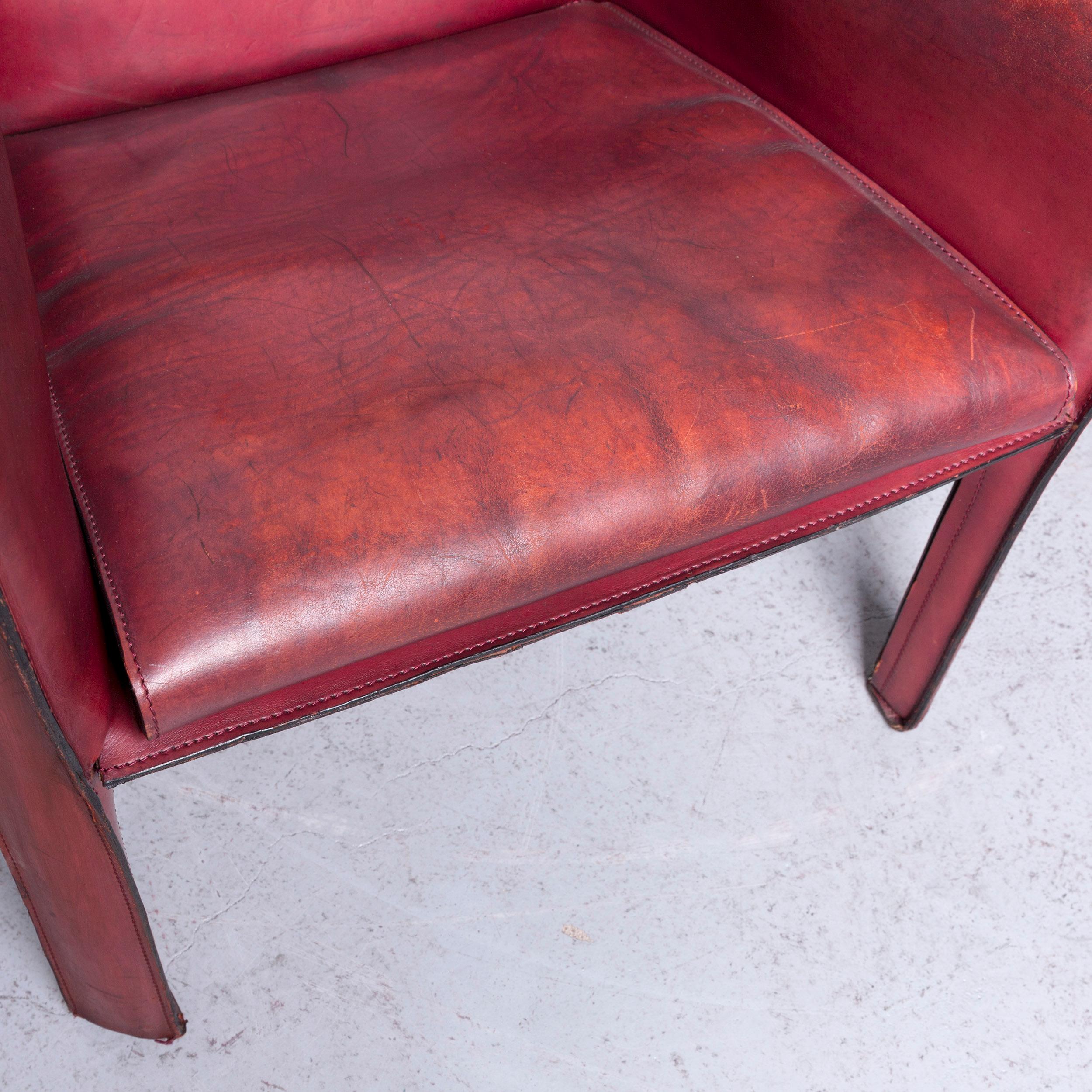 Contemporary Cassina Cab 414 Vintage Leather Armchair Set Red by Mario Belinni 1970-1979