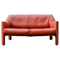 Used Cassina Cab 415 Neck Saddle Leather Sofa China Red / Ox Red