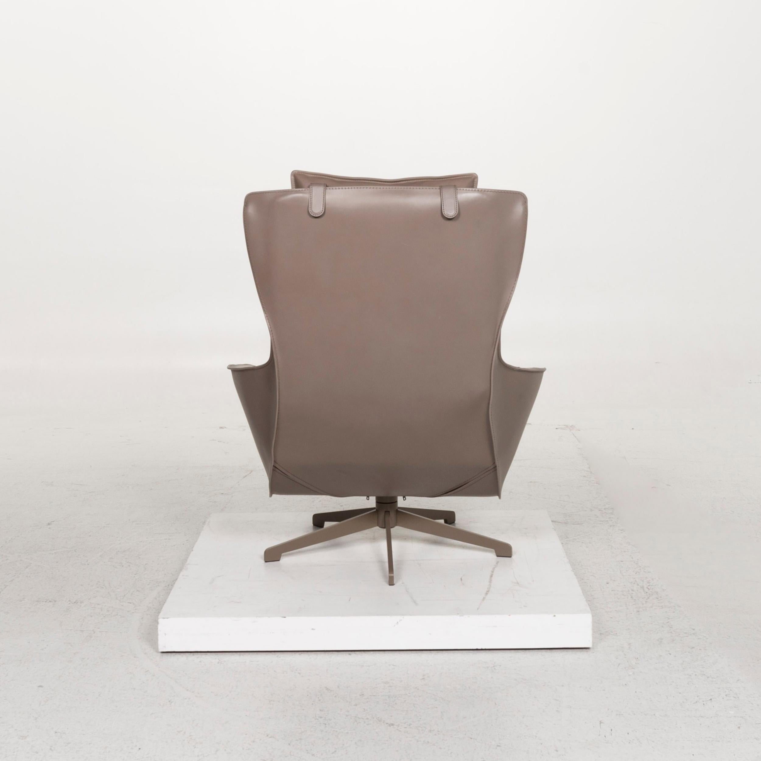 Cassina Cab 423 Leather Armchair Brown Gray Brown For Sale 4