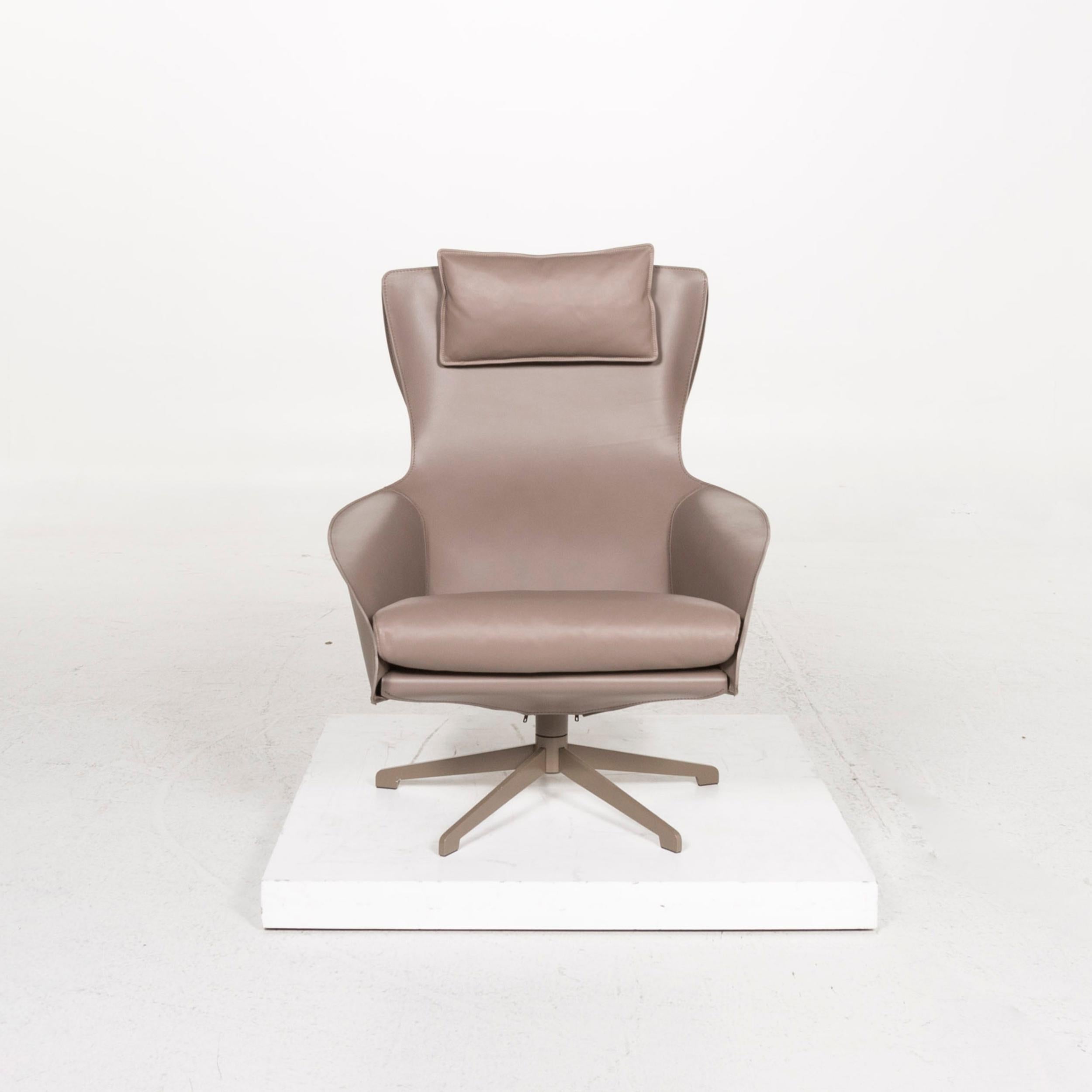 Cassina Cab 423 Leather Armchair Brown Gray Brown For Sale 1