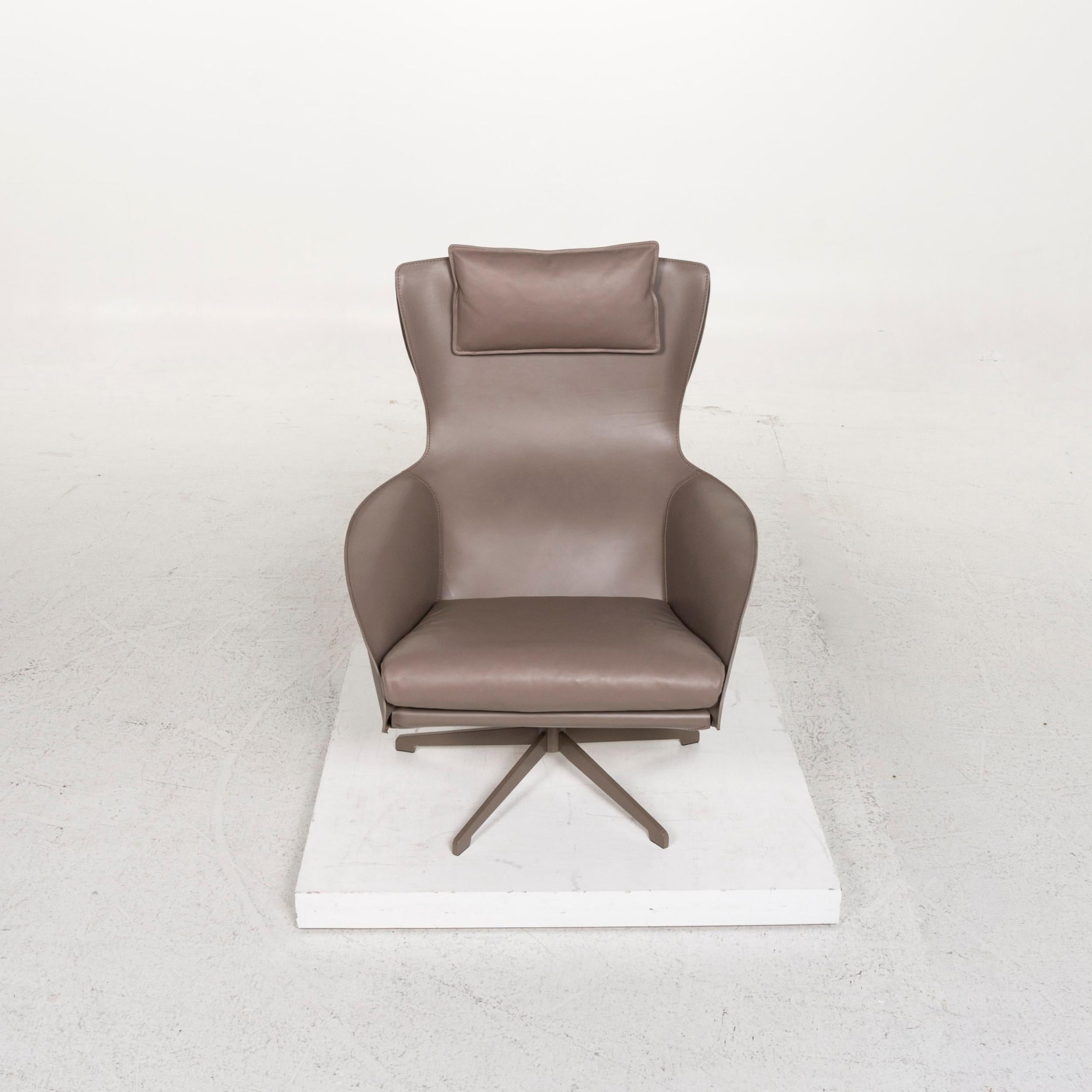 Cassina Cab 423 Leather Armchair Brown Gray Brown For Sale 2