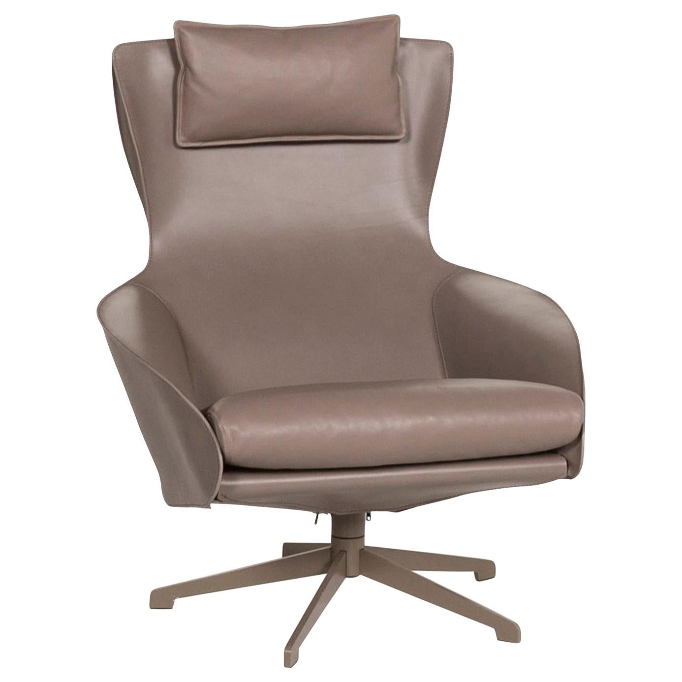 Cassina Cab 423 Leather Armchair Brown Gray Brown For Sale