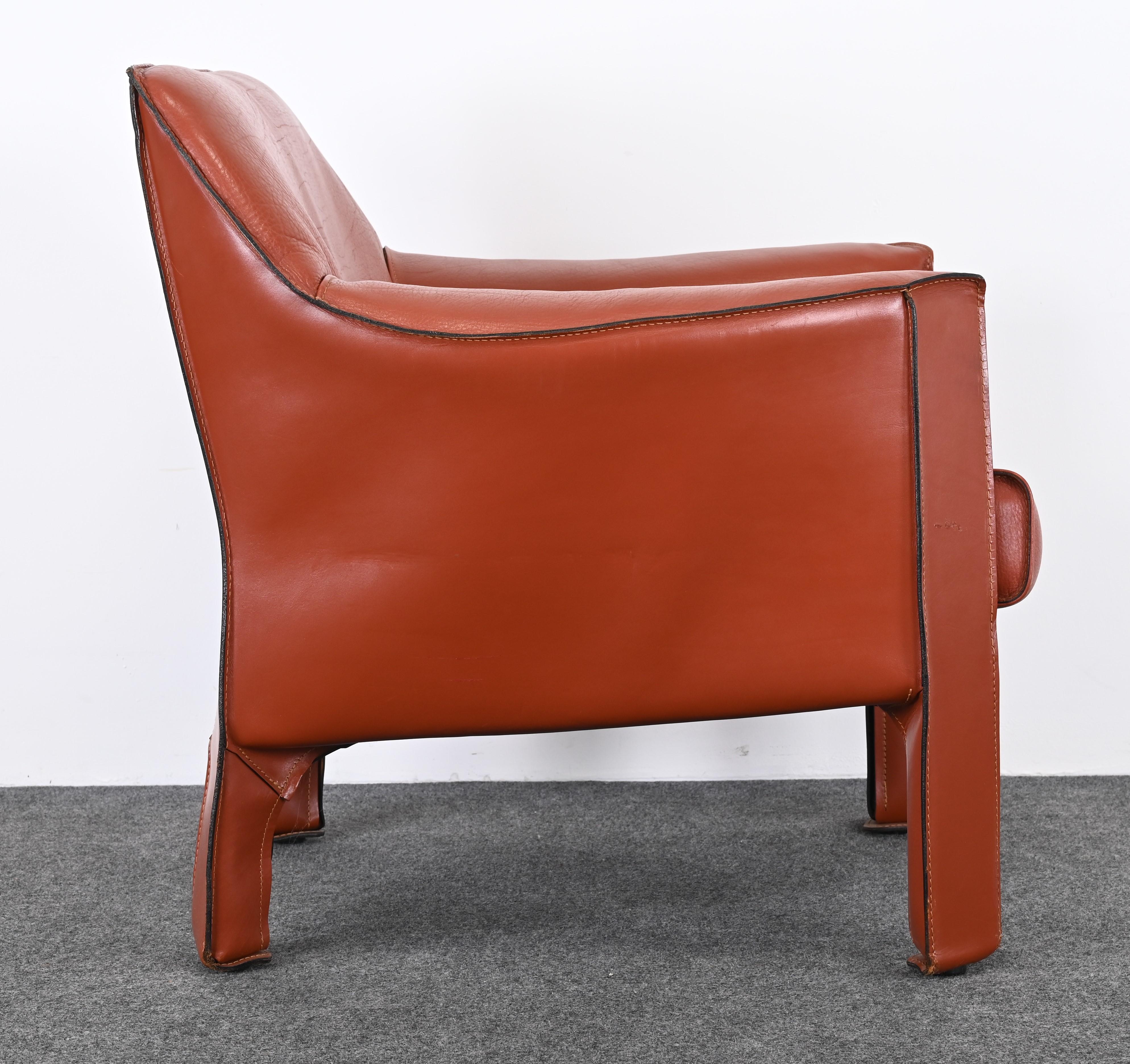 Leather Cassina Cab Chair 415 Designed by Mario Bellini, No Longer in Production