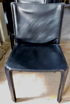 Cassina Cab Chairs in Black Leather by Mario Bellini