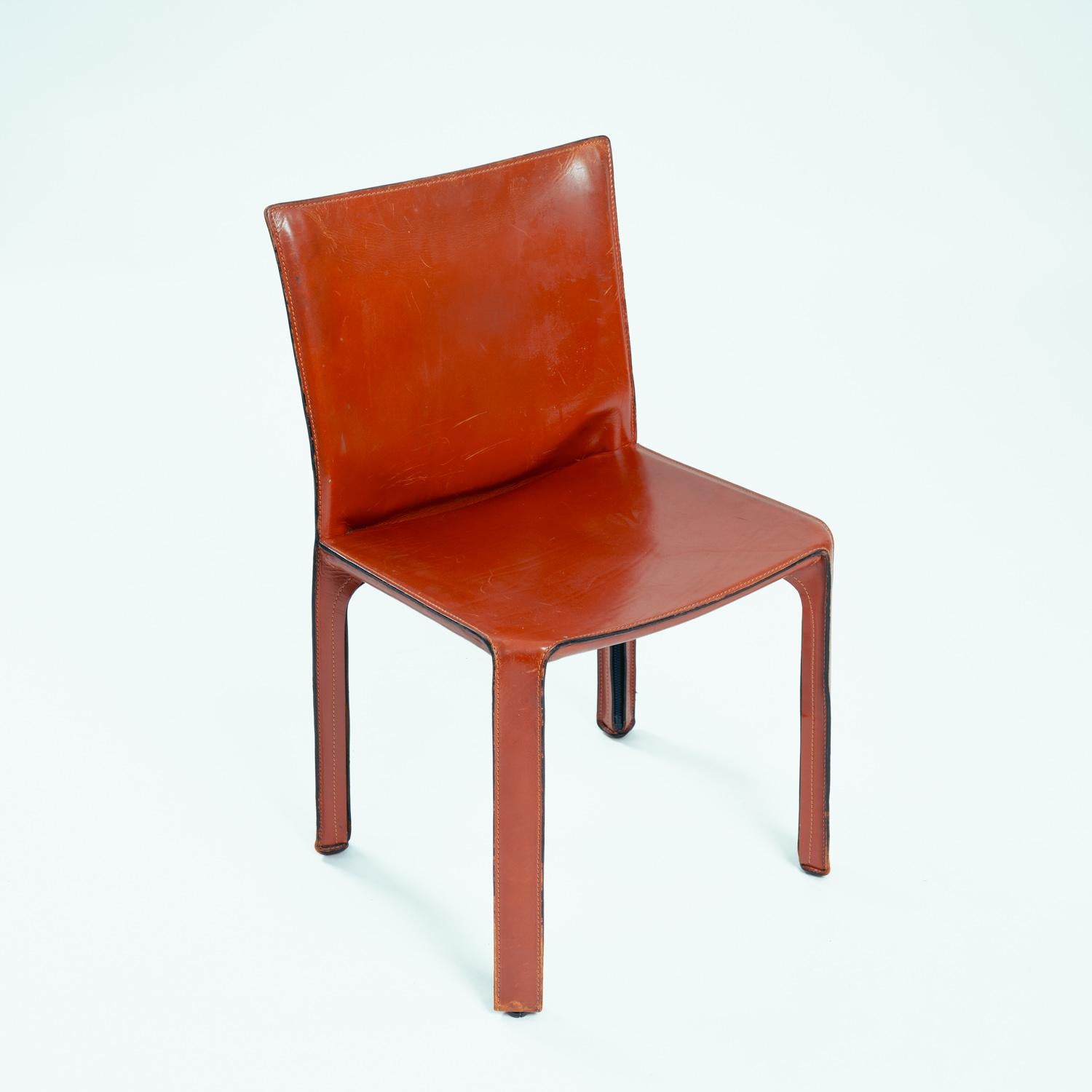 Cassina Cab chairs in burundy, design 1977 by Mario Bellini 11