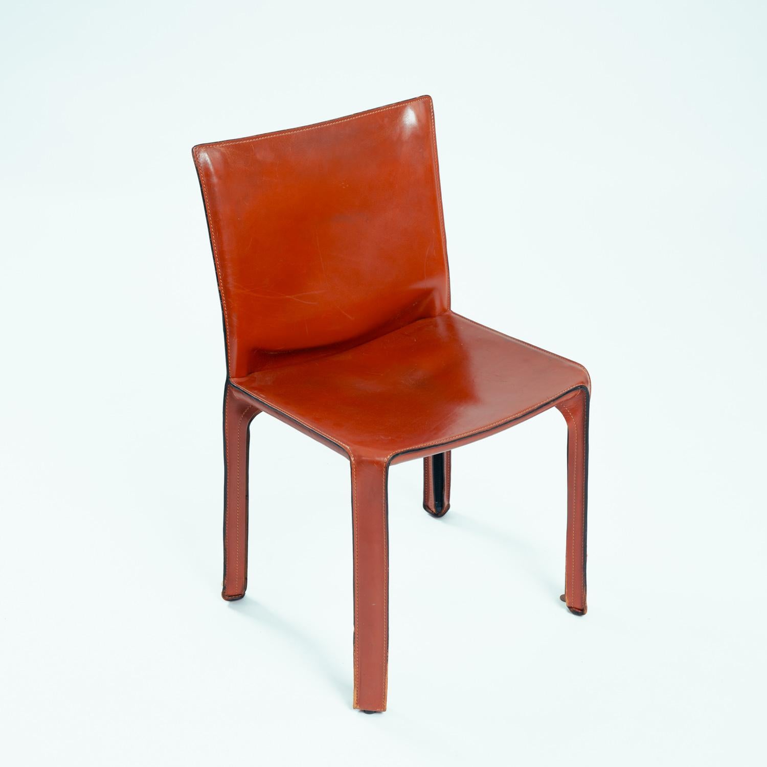 Cassina Cab chairs in burundy, design 1977 by Mario Bellini 13