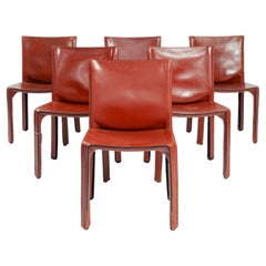 Vintage Cassina Cab chairs in burundy, design 1977 by Mario Bellini