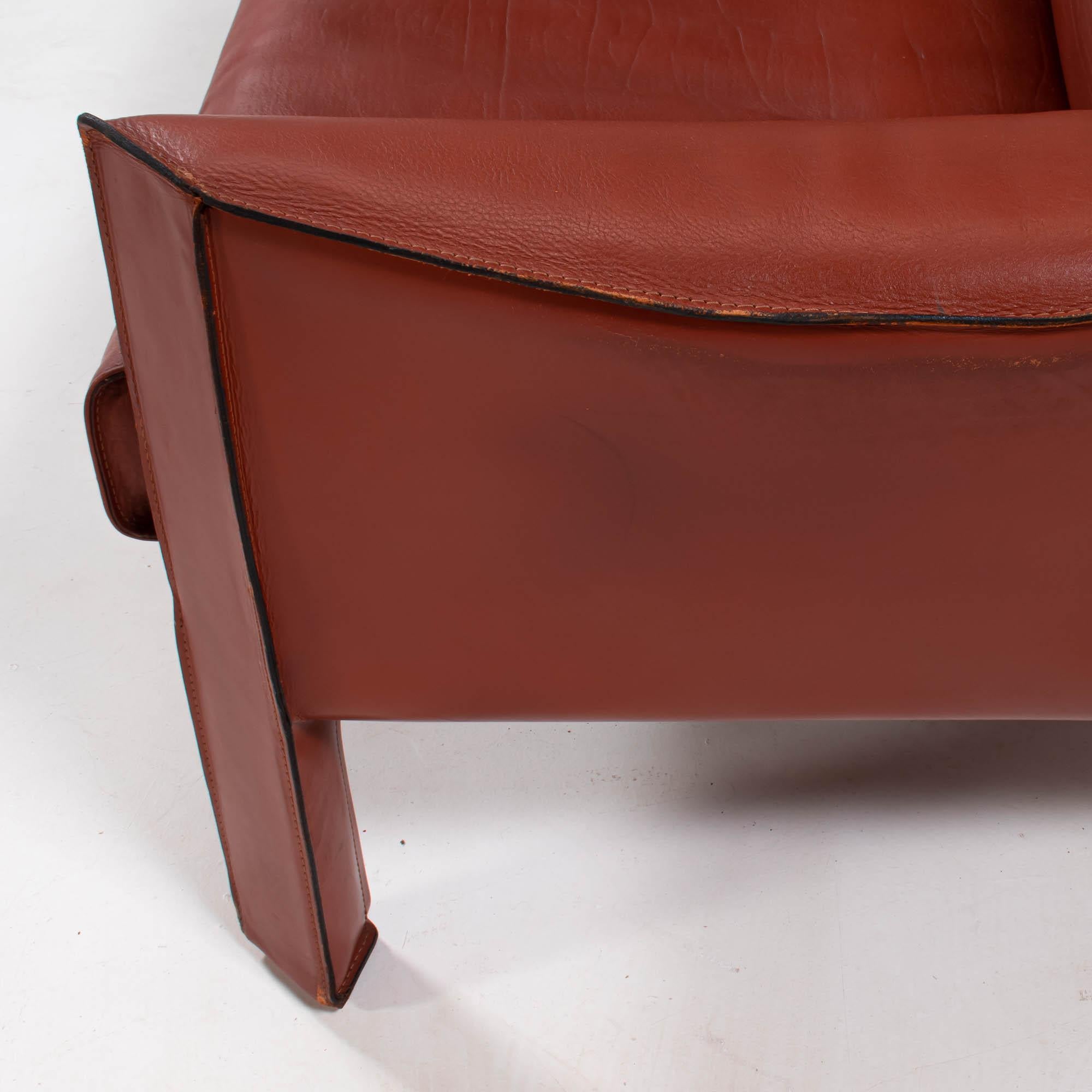 Cassina Cab Cognac Leather 415 Sofa by Mario Bellini 2