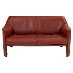Cassina Cab Cognac Leather 415 Sofa by Mario Bellini
