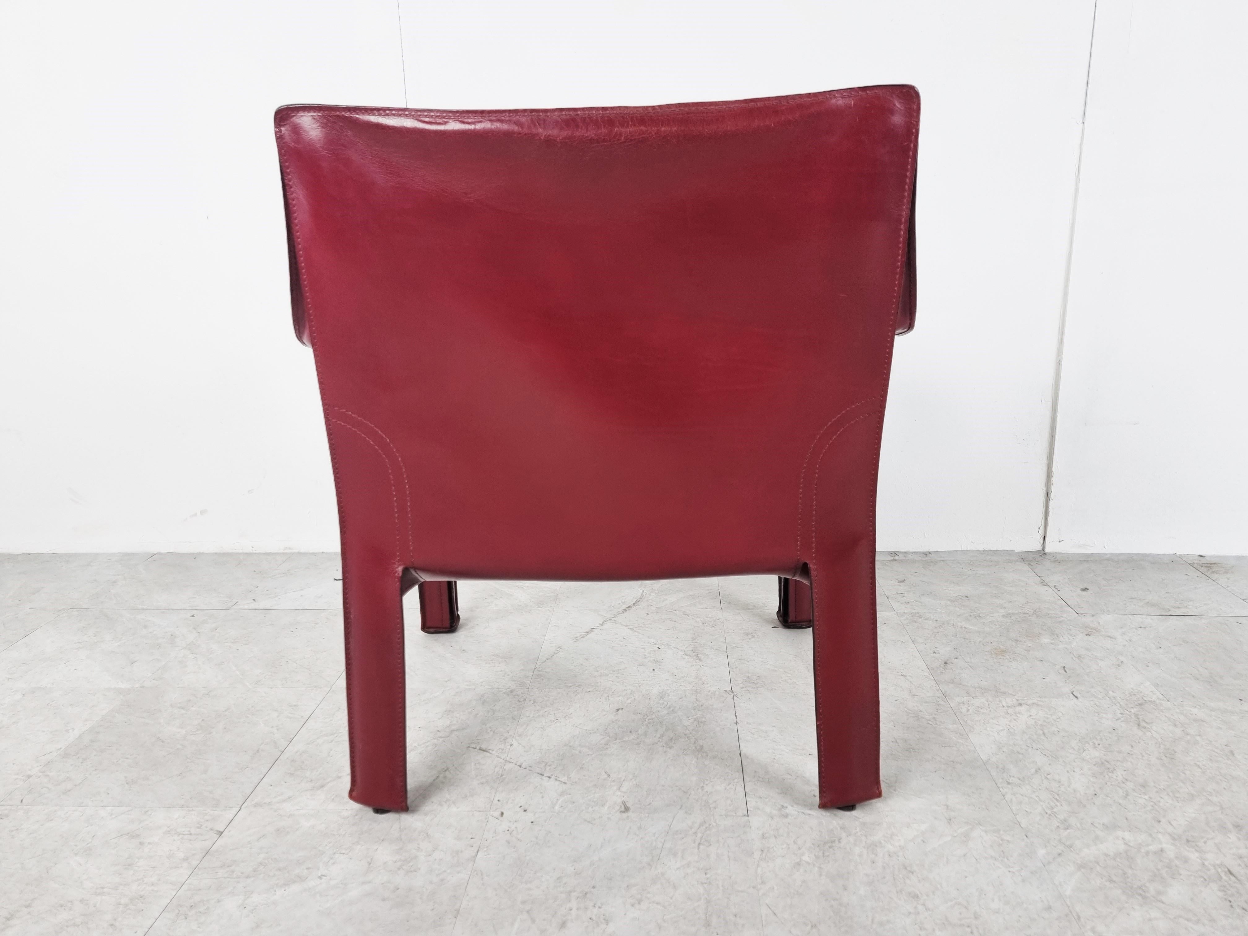 Leather Cassina Cab Lounge Chair, 1970s
