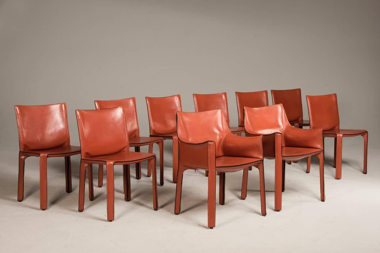 Cassina Cab Modell, zwei Sessel und acht Stühle  im Angebot 1