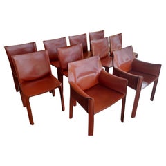Cassina Cab Model Two Armchairs and Eight Chairs 
