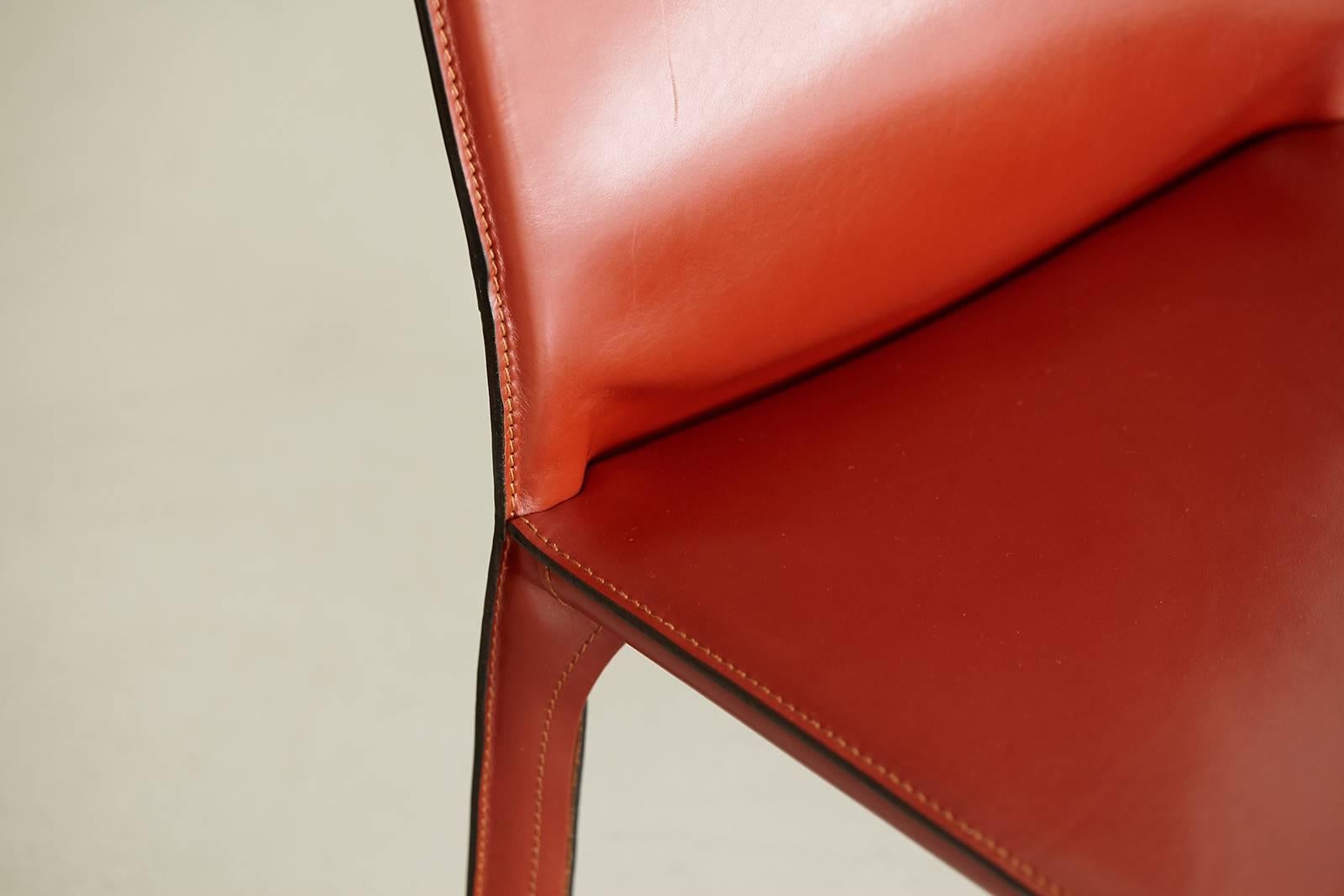 Cassina Cab Side Chairs in Red Leather 6