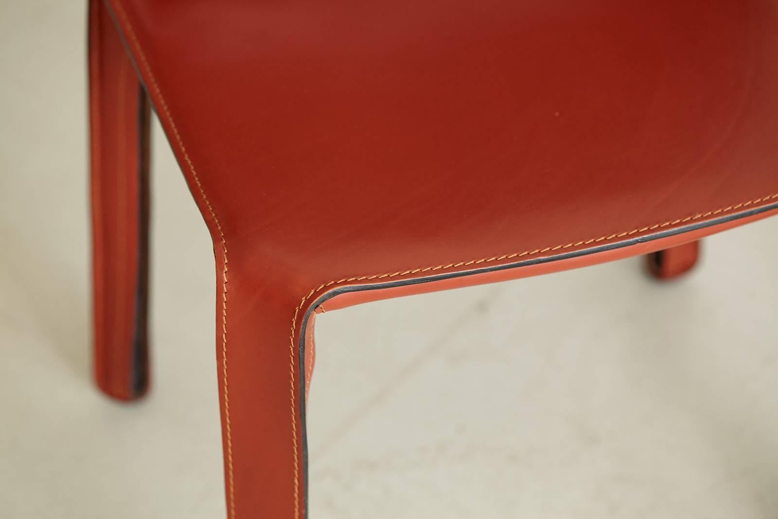 Cassina Cab Side Chairs in Red Leather 8
