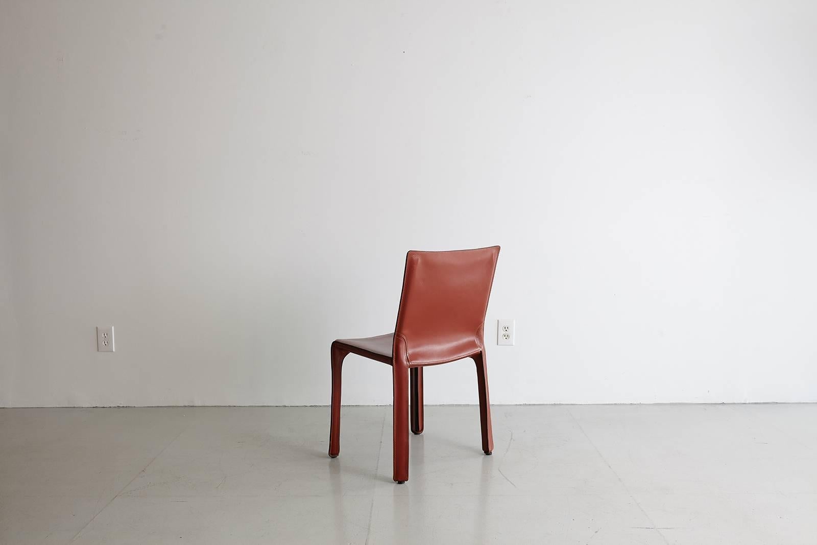 Late 20th Century Cassina Cab Side Chairs in Red Leather