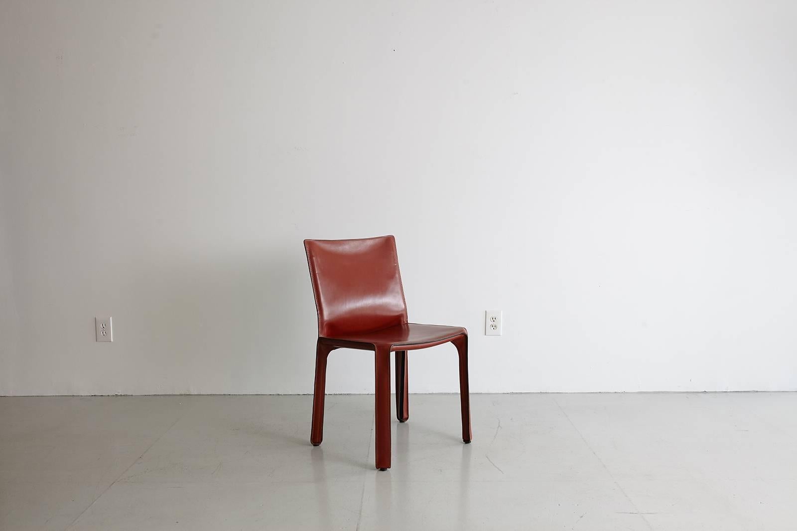 Cassina Cab Side Chairs in Red Leather 1