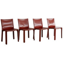 Cassina Cab Side Chairs in Red Leather