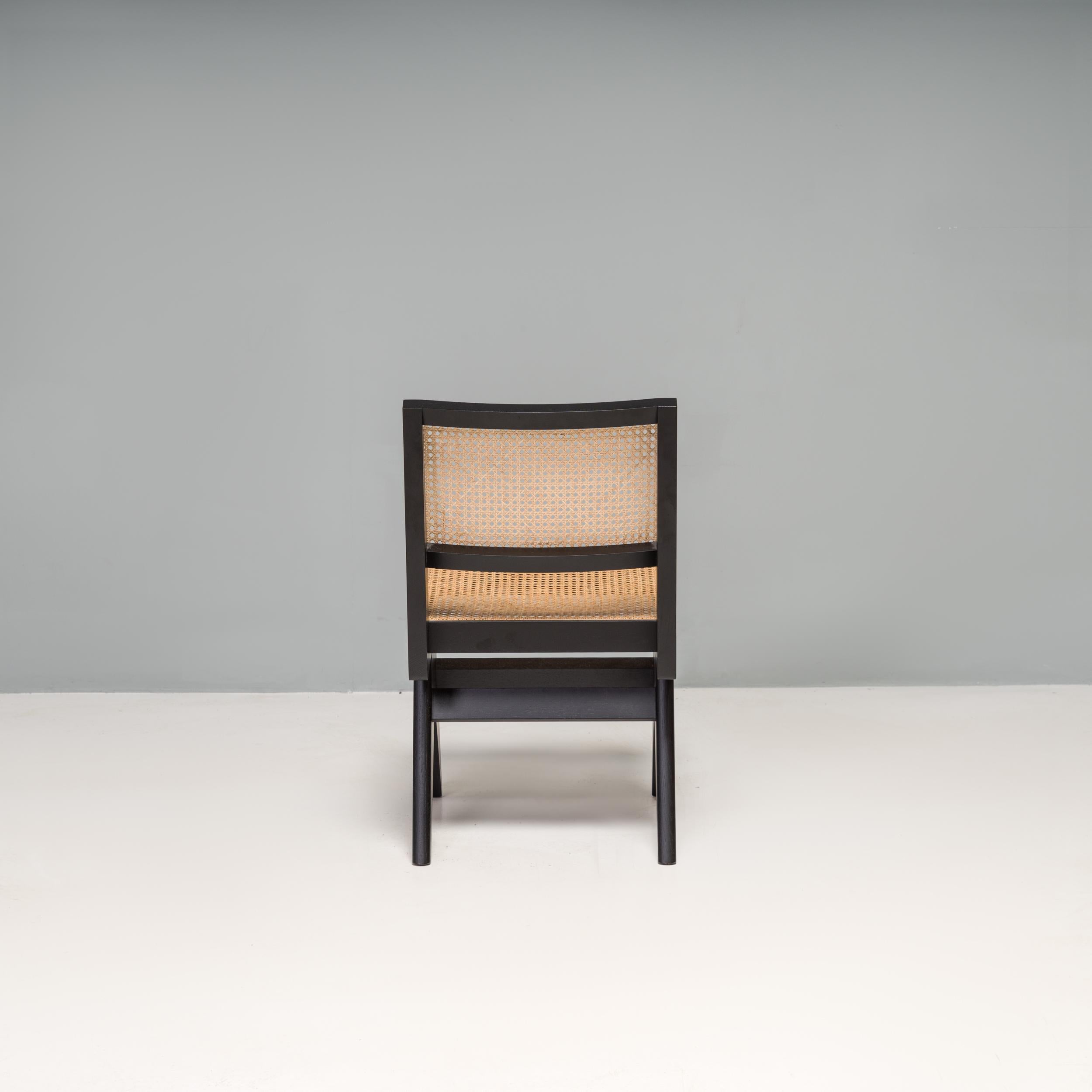 Cassina Capitol Black Stained Oak & Cane Complex Chair In Good Condition In London, GB