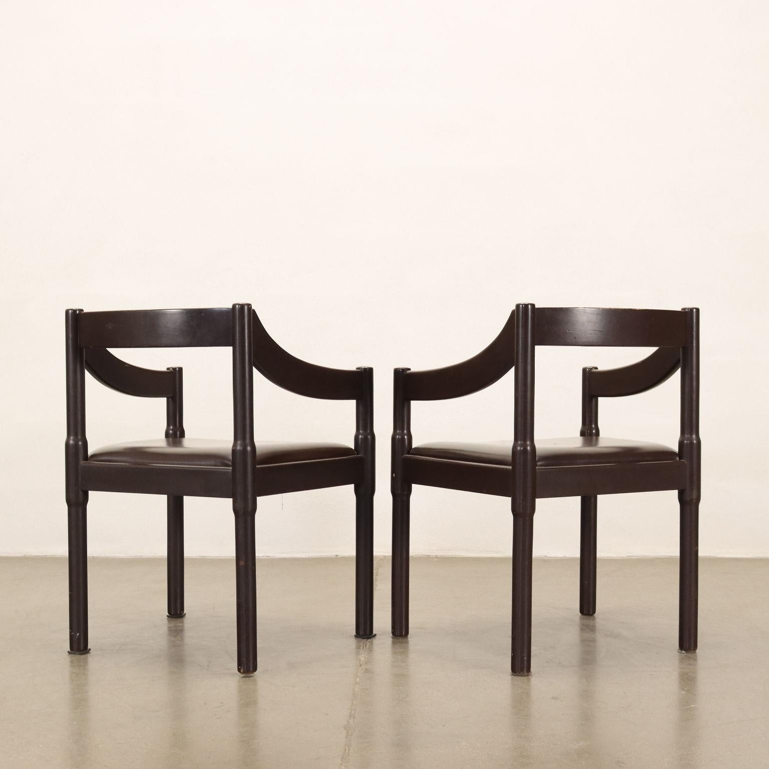 Cassina Carimante Pair of Chairs Wood Italy 1960s-1970s 1