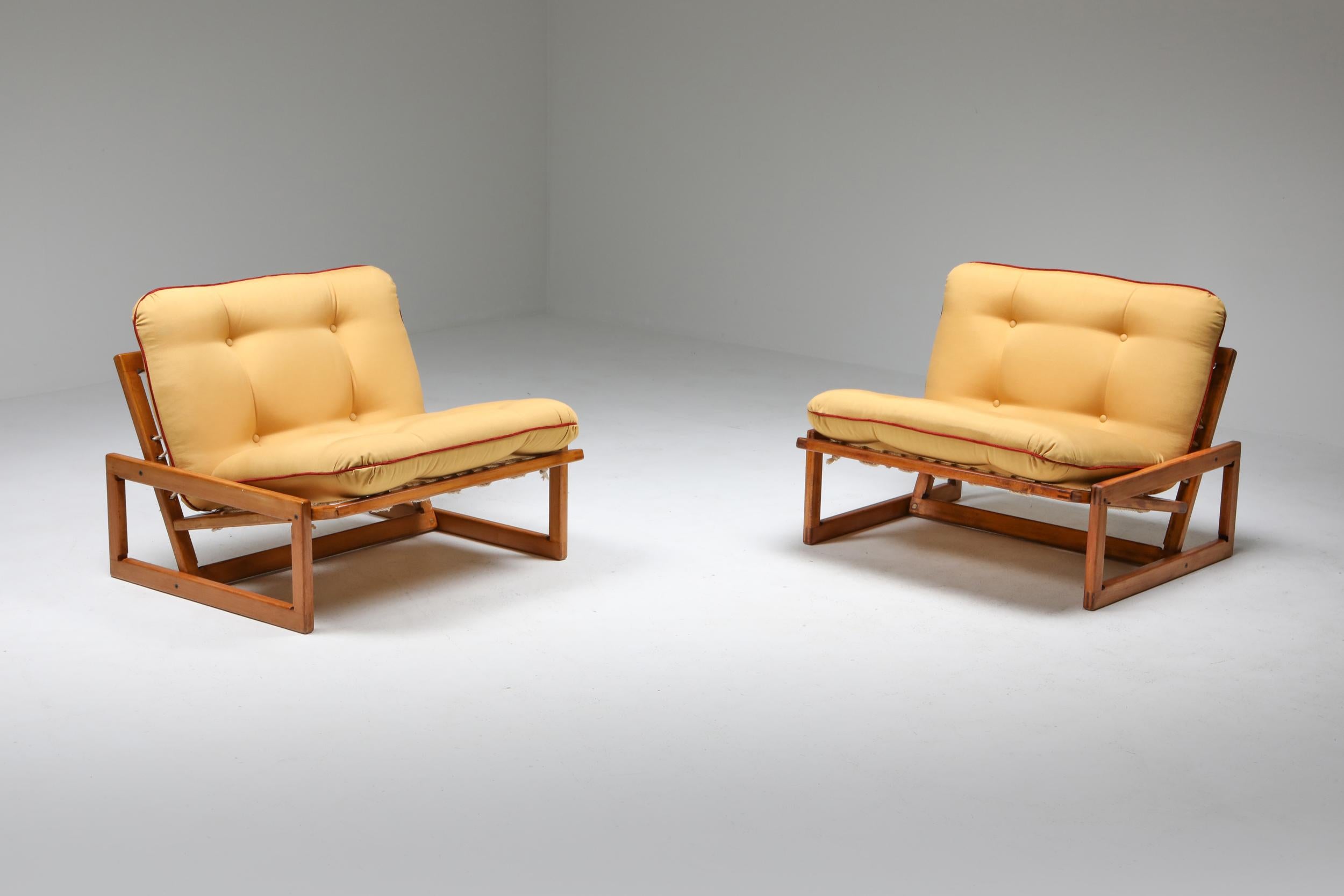 Beech Cassina 'Carlotta' Lounge Chairs by Afra and Tobia Scarpa