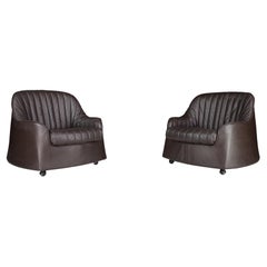 Cassina Ciprea Leather Lounge chairs by Tobia and Afra Scarpa, 1970s, Italy