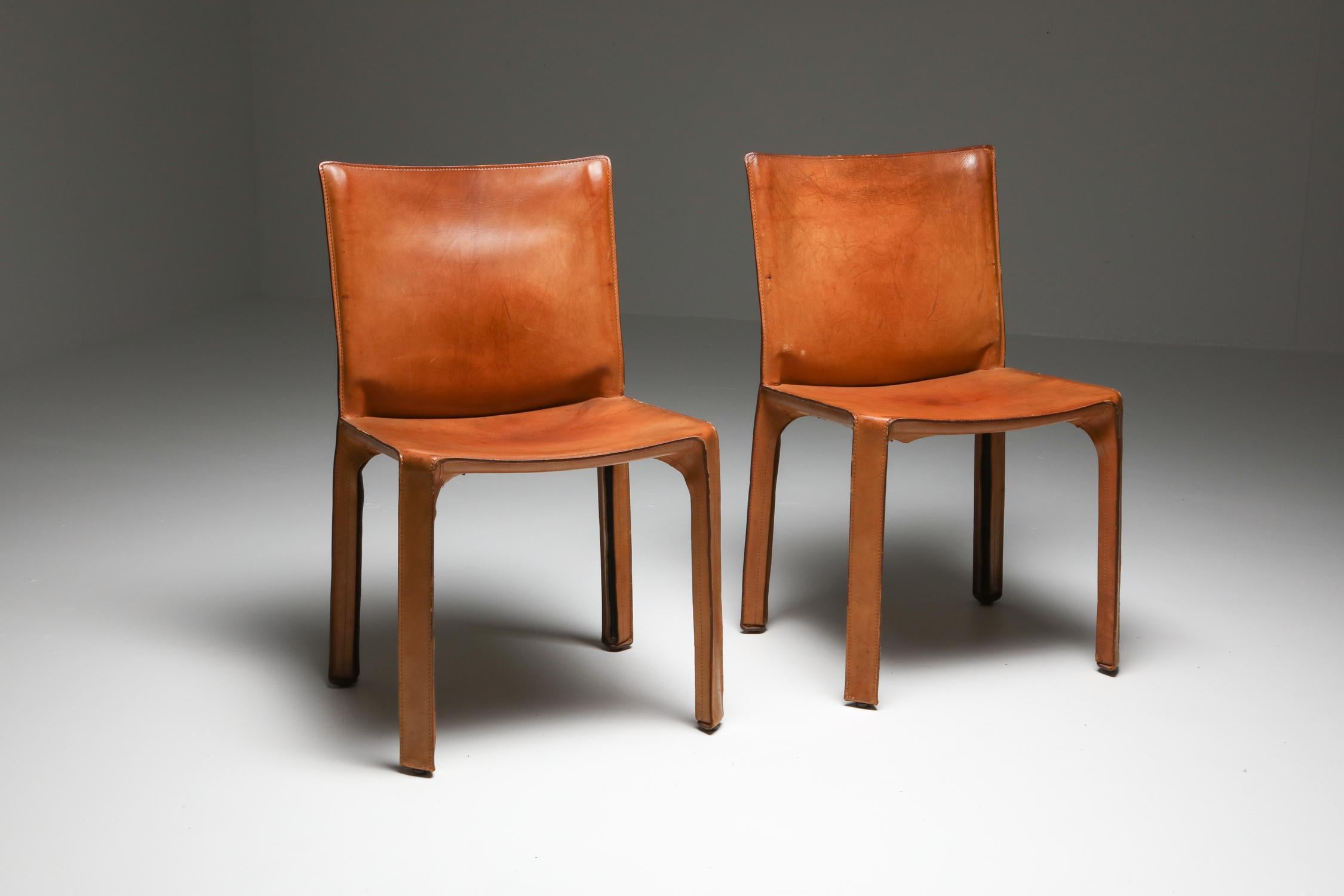 Italian Cassina Cognac CAB Chairs