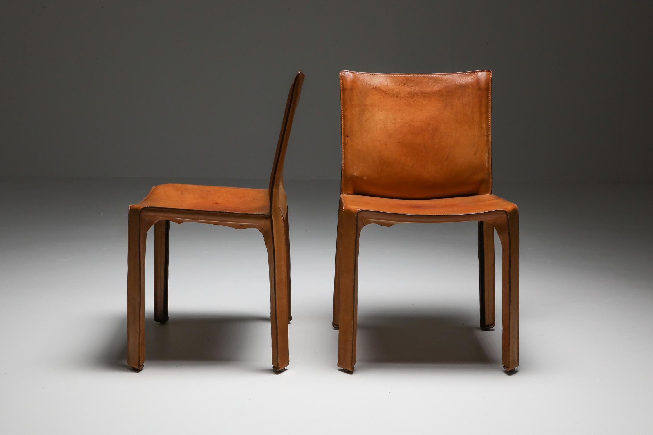Cassina Cognac CAB Chairs In Good Condition In Antwerp, BE