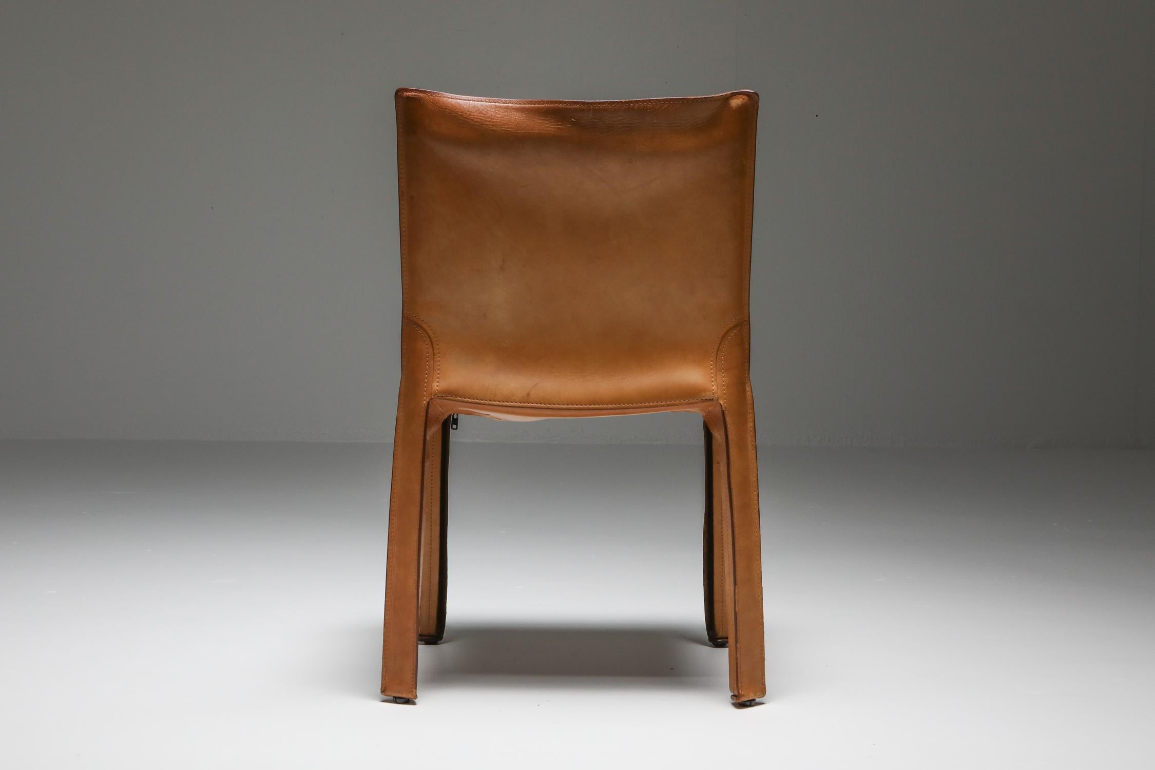 Late 20th Century Cassina Cognac CAB Chairs