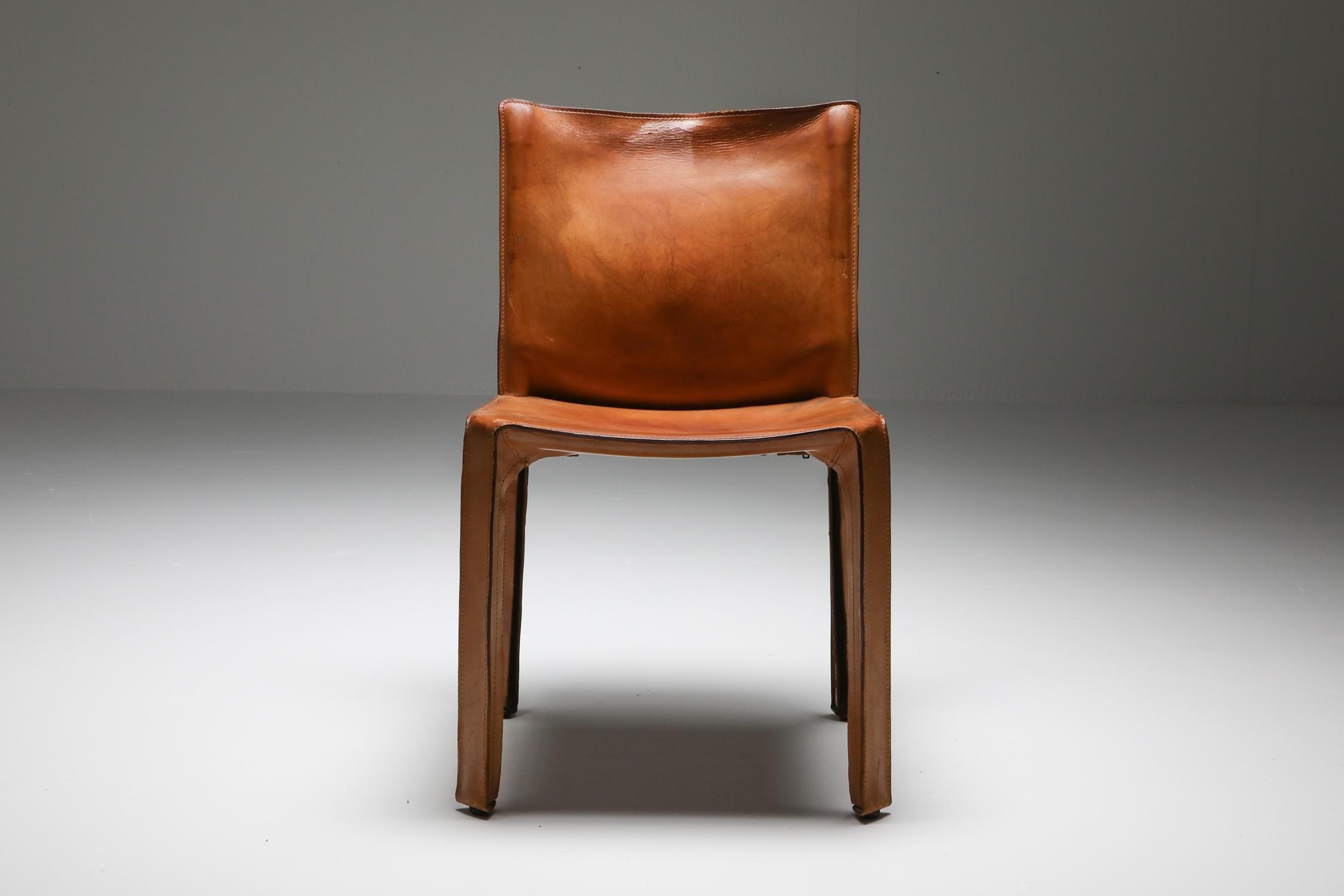 Steel Cassina Cognac CAB Chairs