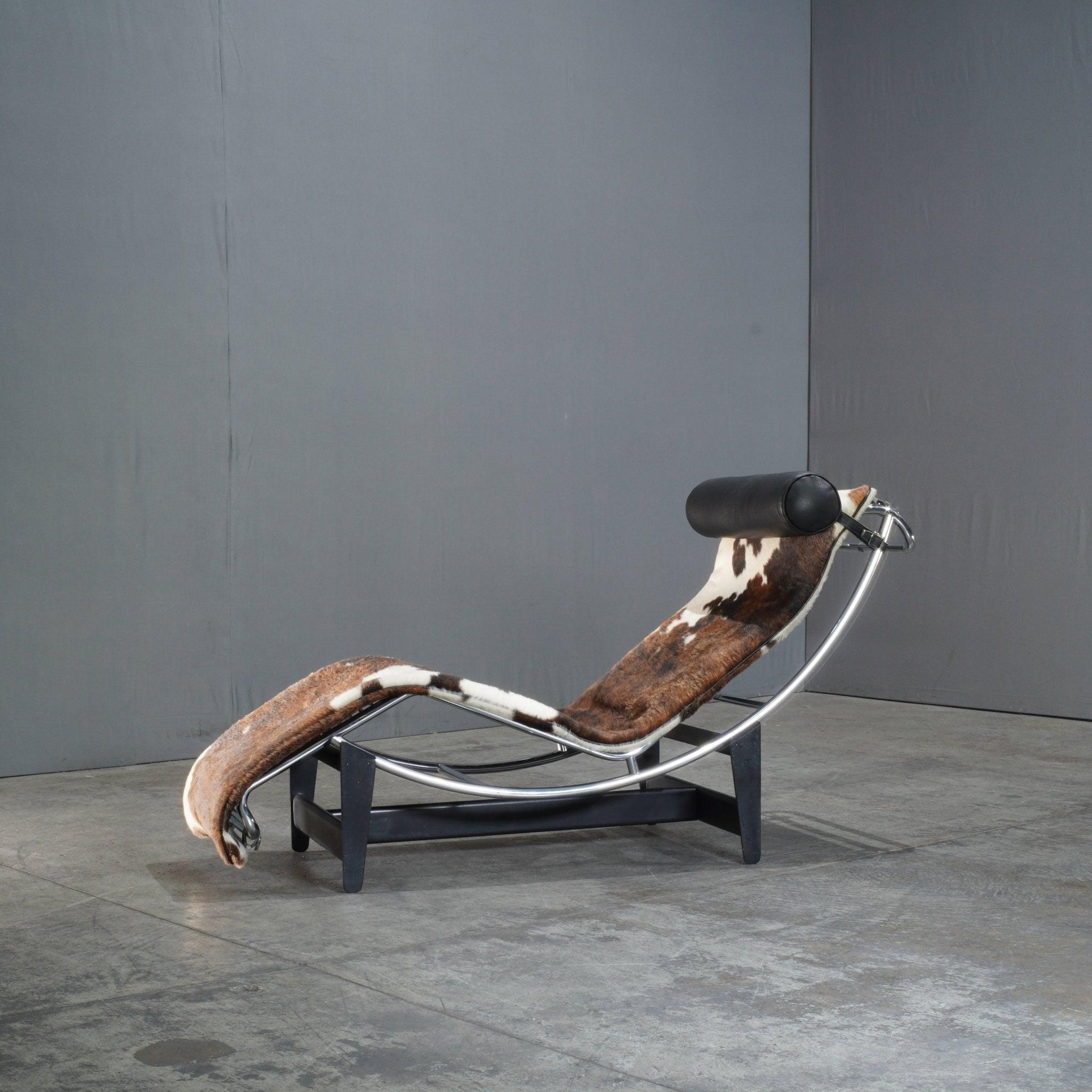 Metal Cassina Cow Hide LC4 Chaise Lounge by Charlotte Perriand and Pierre Jeanneret