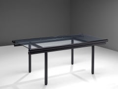 Cassina Dining Table 'Capri' in Black Metal and Glass