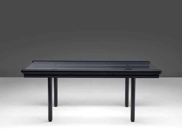 Cassina Dining Table 'Capri' in Black Metal and Glass For Sale 2