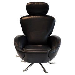 Fauteuil de salon en cuir noir Cassina Dodo, Italie, années 2000