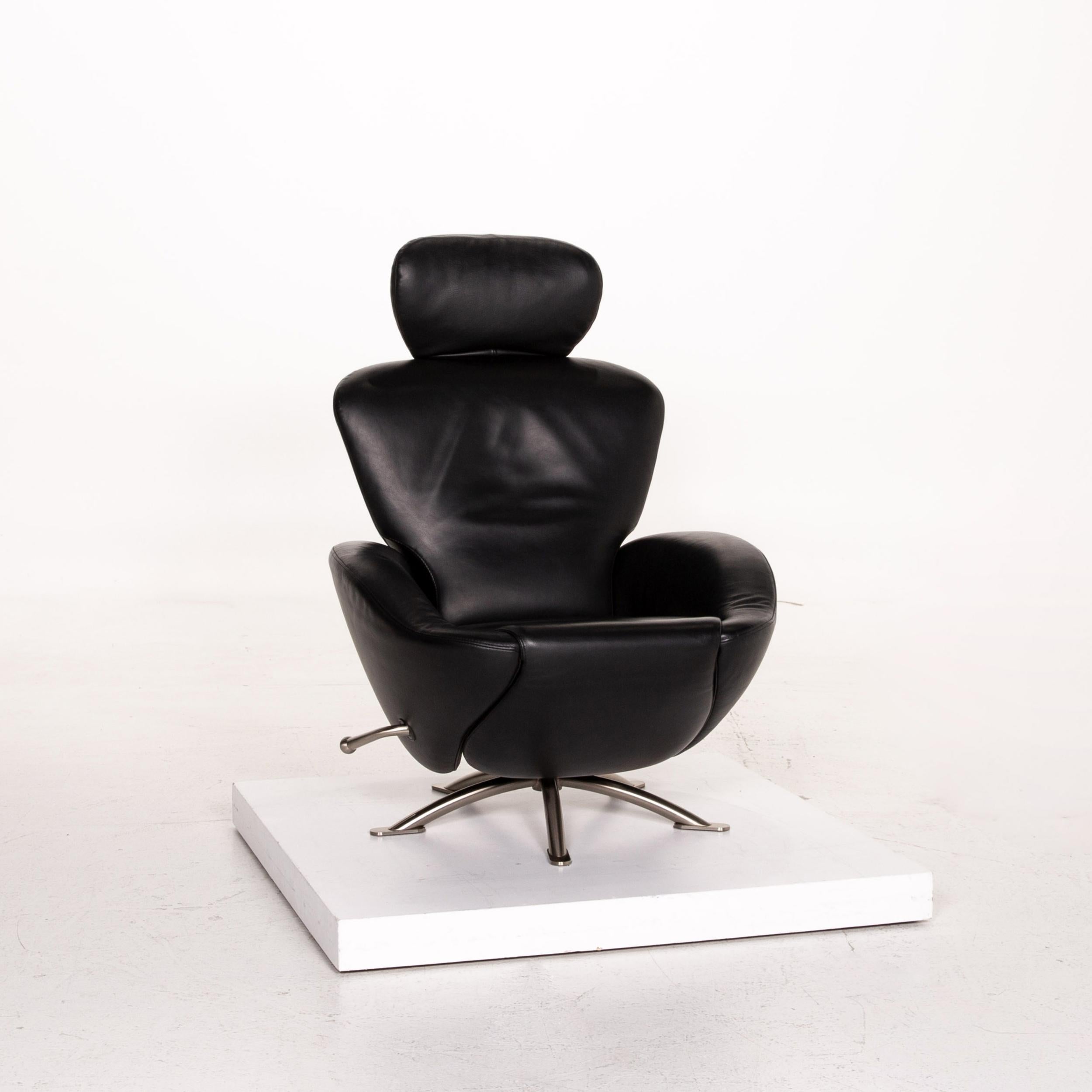 Cassina Dodo Leather Armchair Black Relaxation Function Function Relaxation For Sale 3